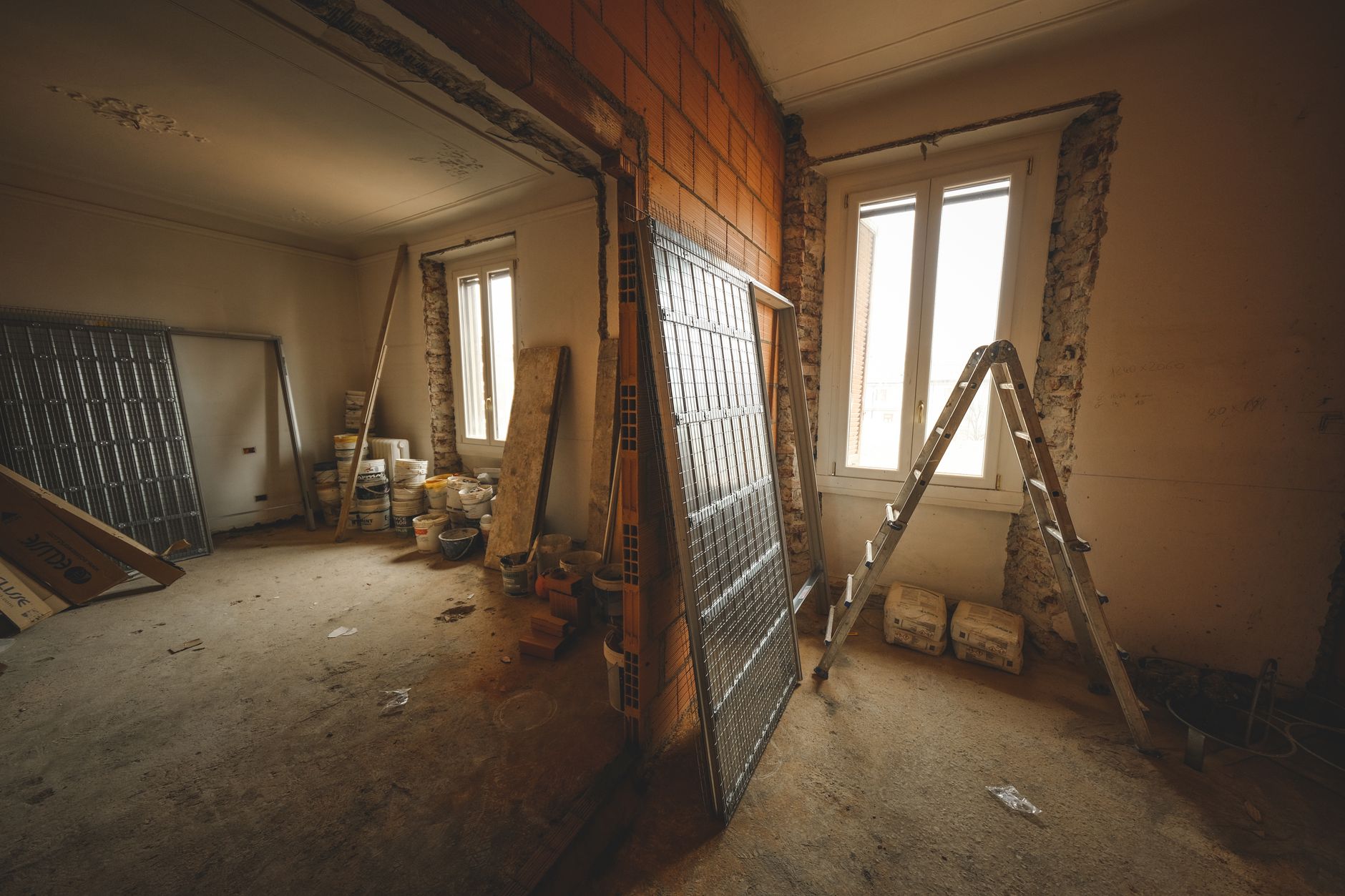 Crew working on a home repair project