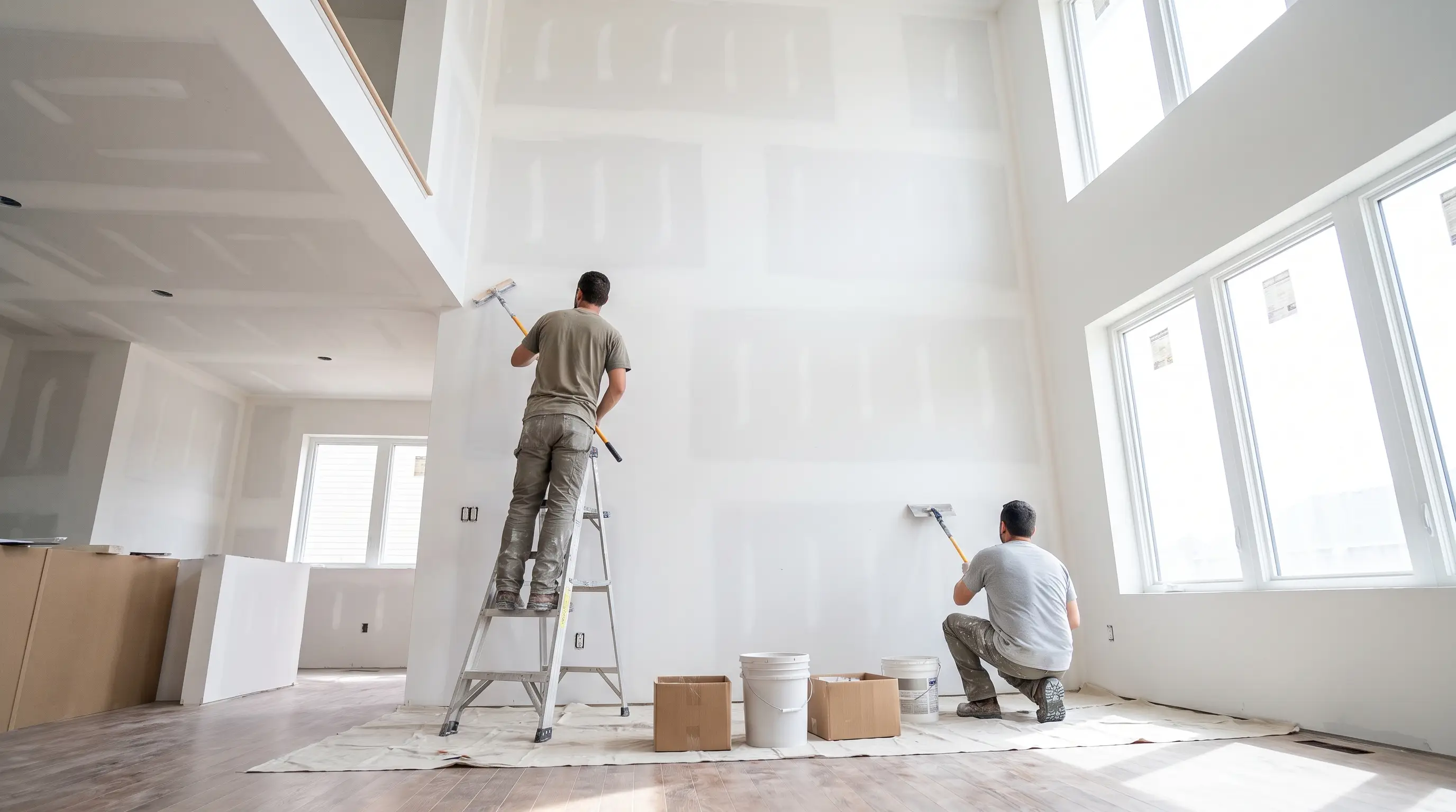 Plastering crew on a jobsite