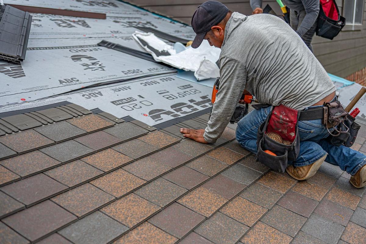 Shingle work on a roof