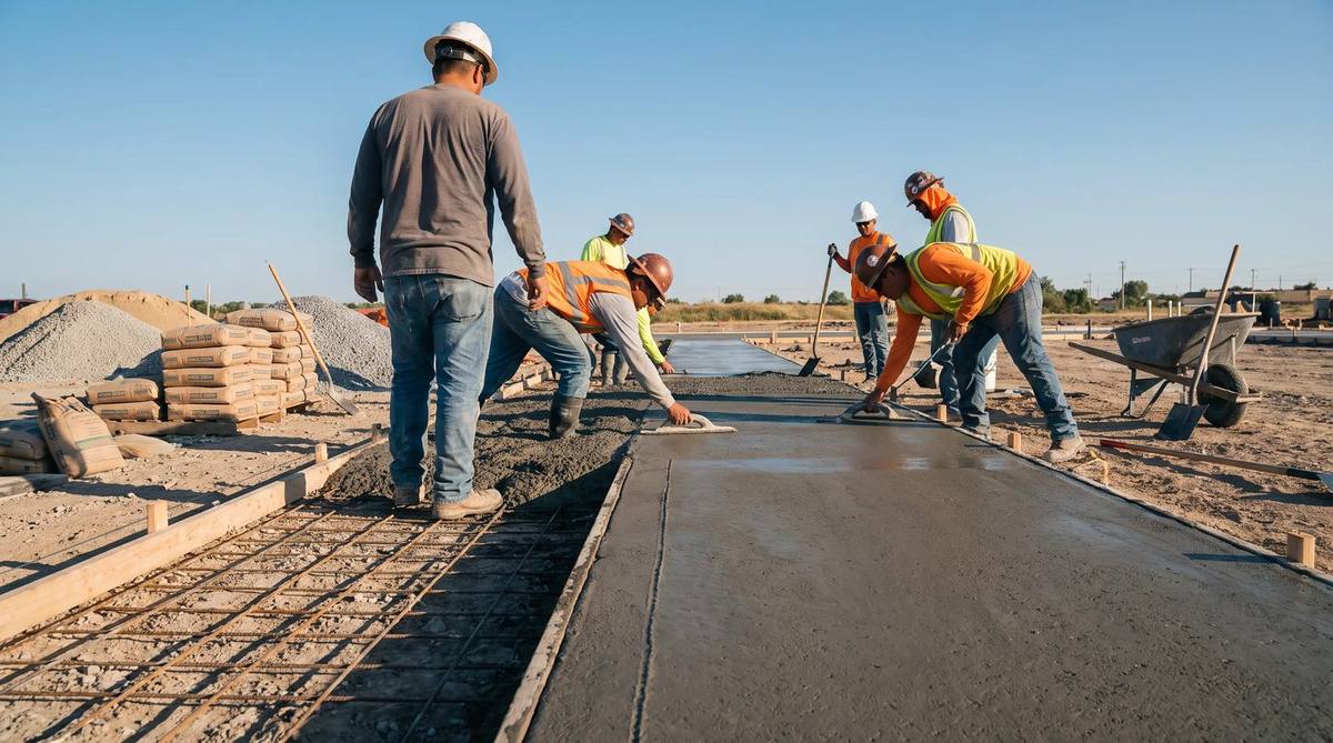 Concrete slab being finished
