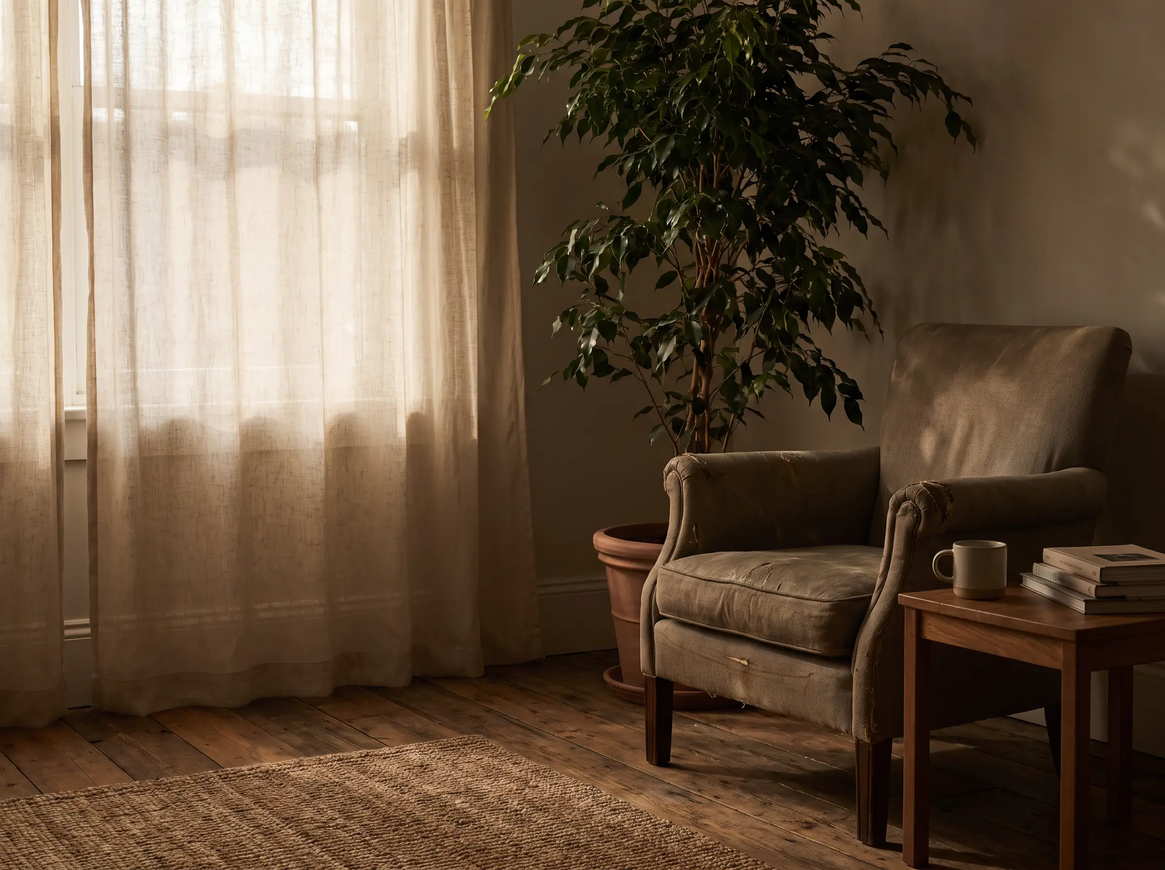 Soft daylight through the treatment room window