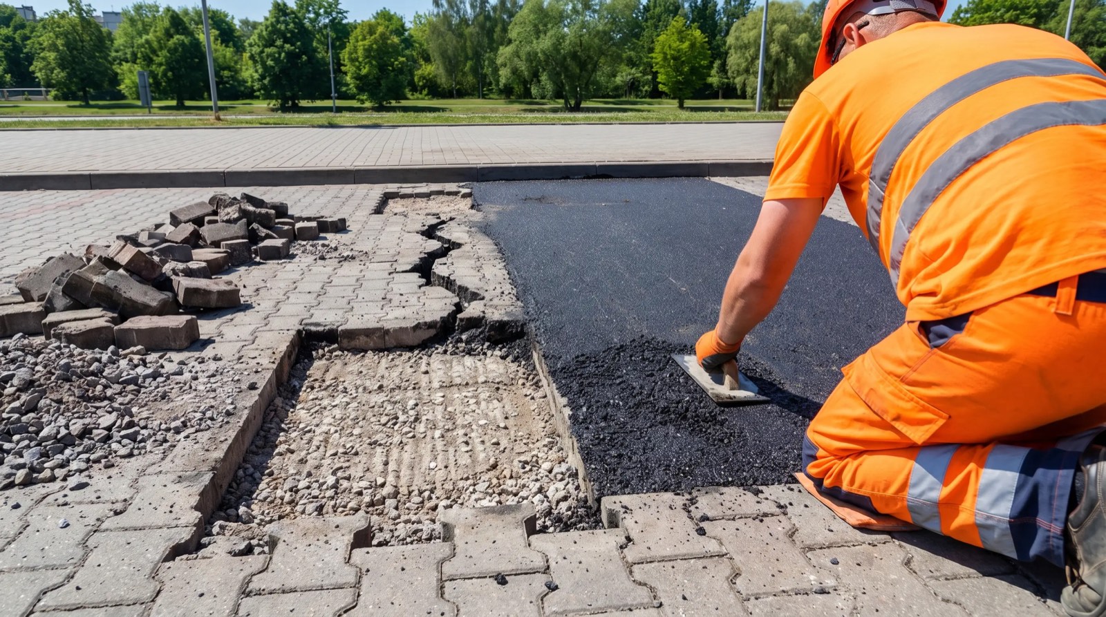 Asphalt patch repair completed