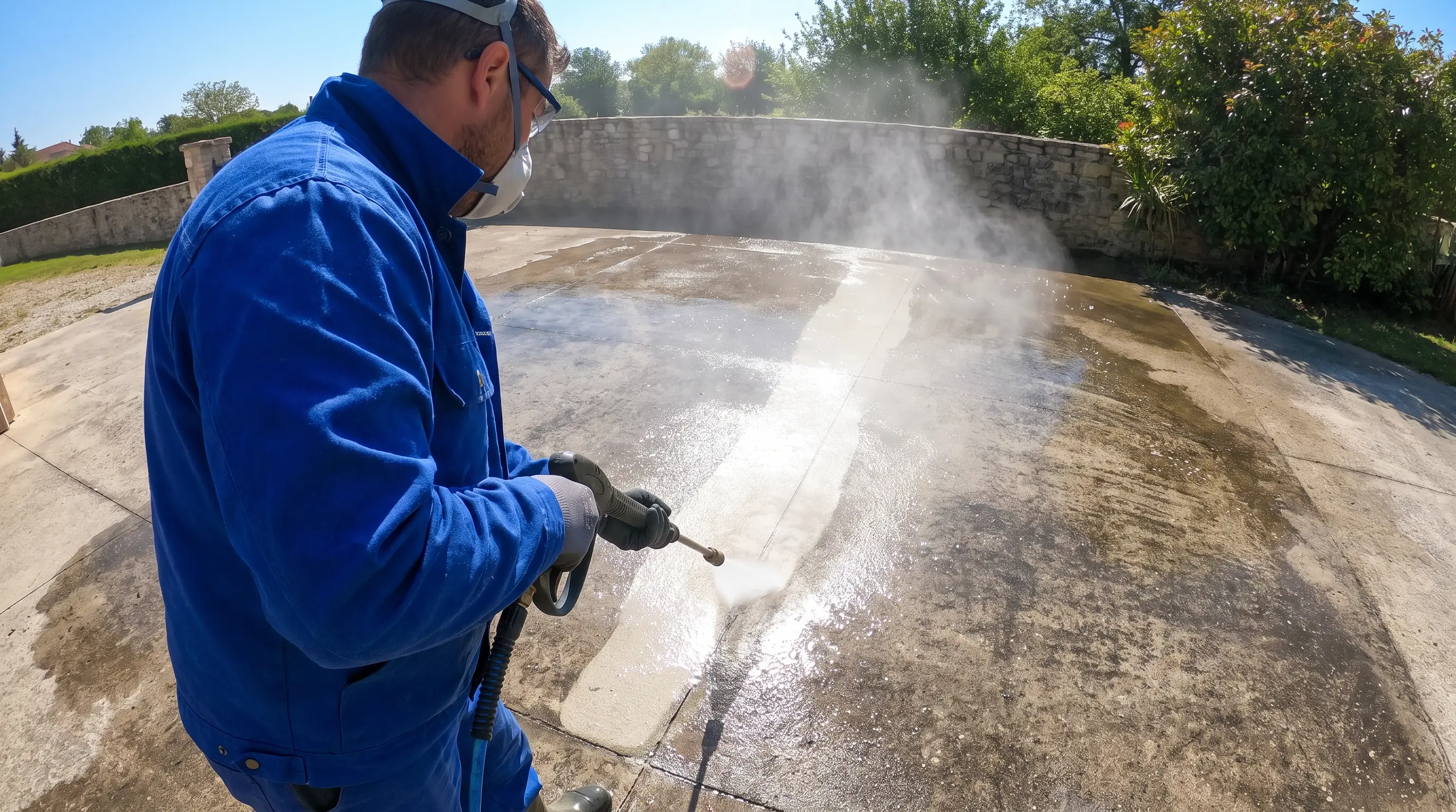 Pressure washing crew on the job
