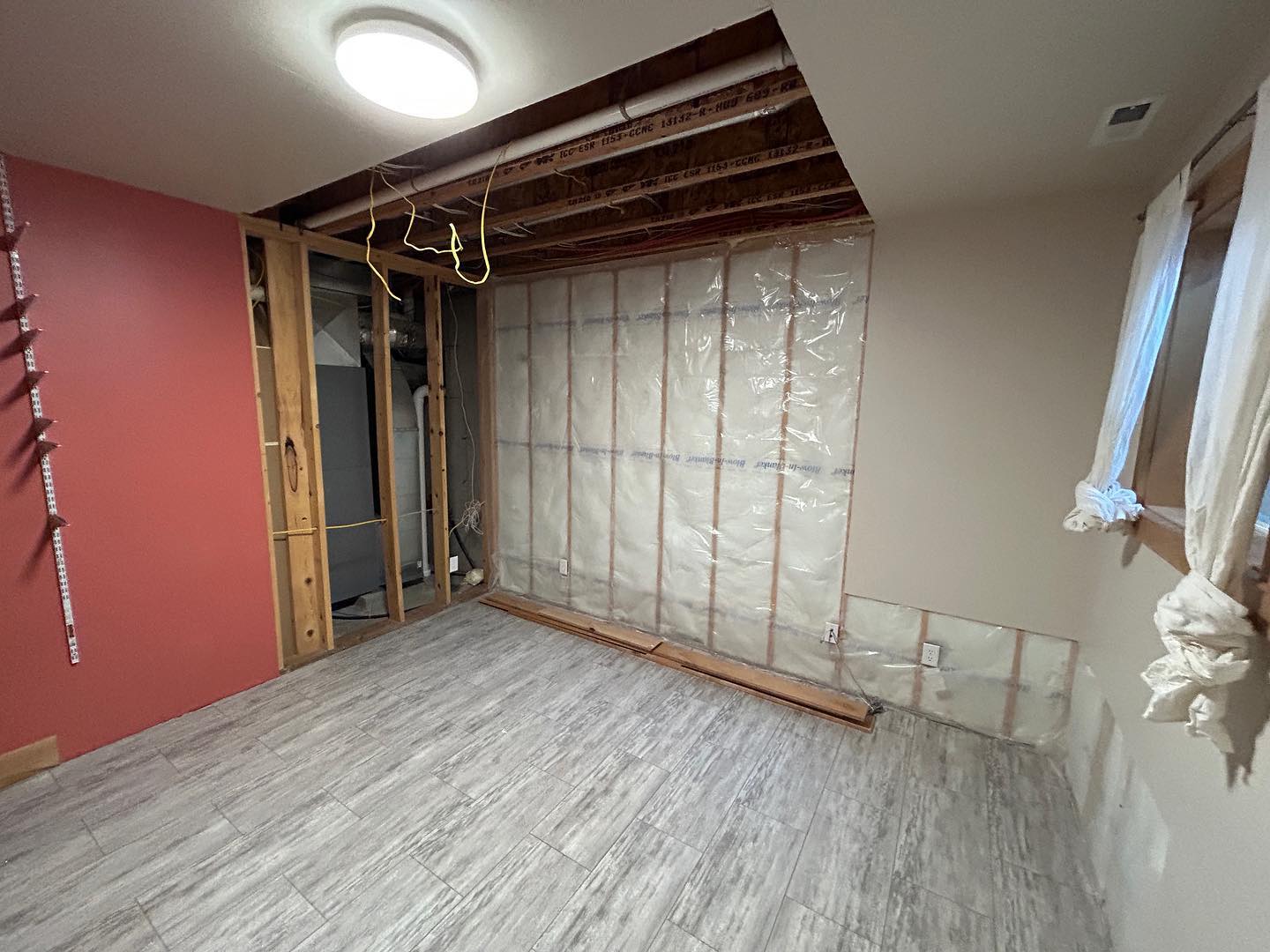 Bedroom remodel mid-drywall in Bozeman