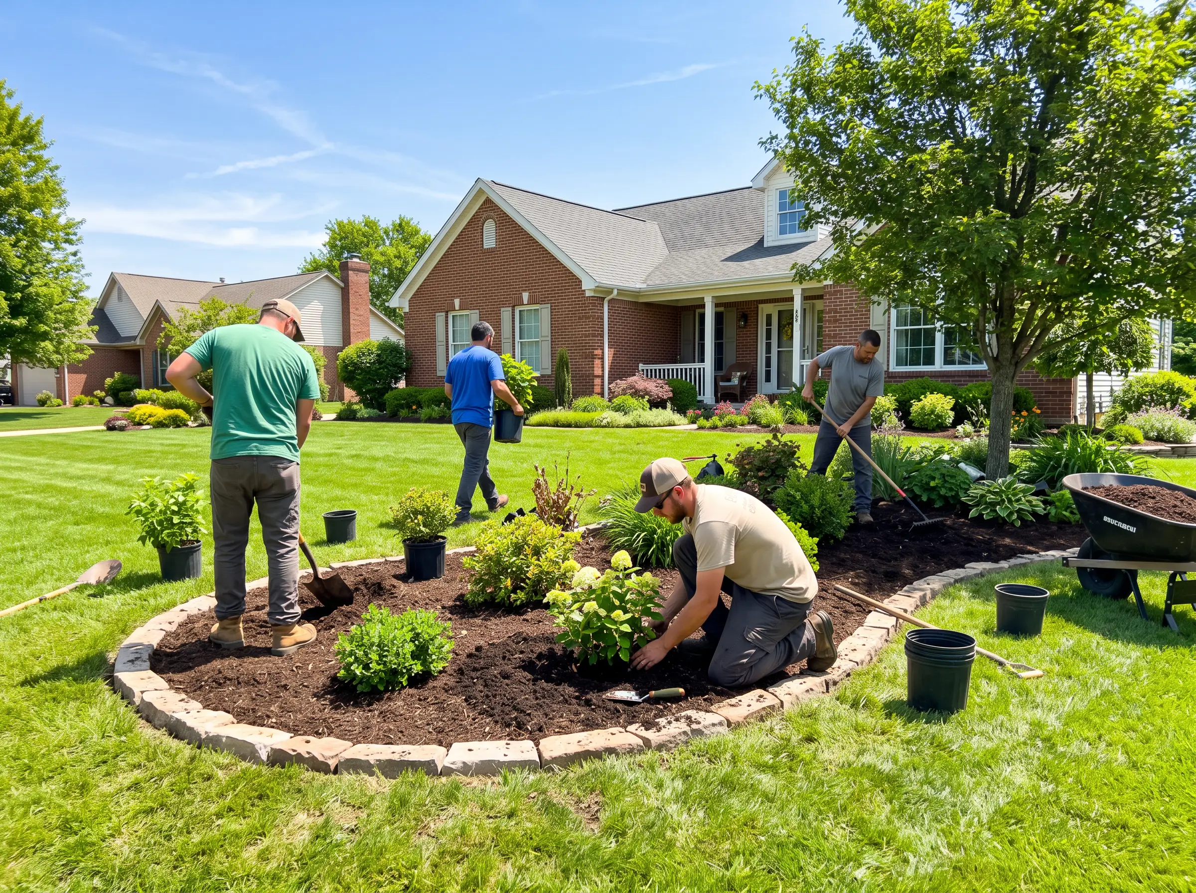 Commercial landscaping in progress