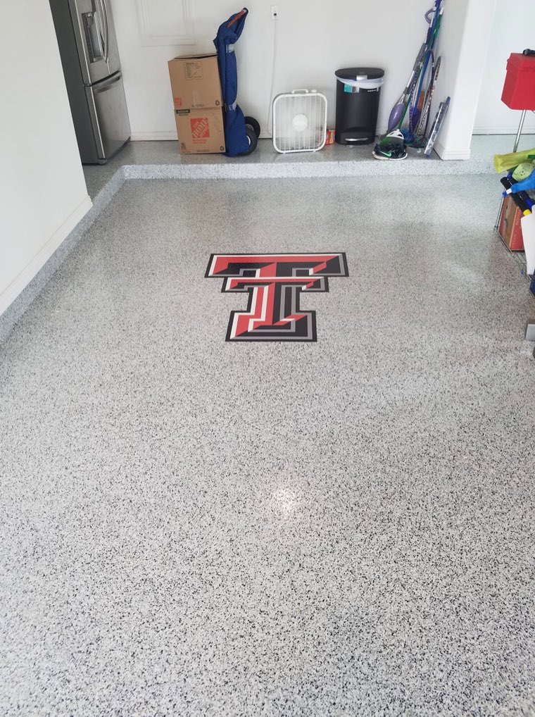 Decorative flake garage floor coating by Caliber