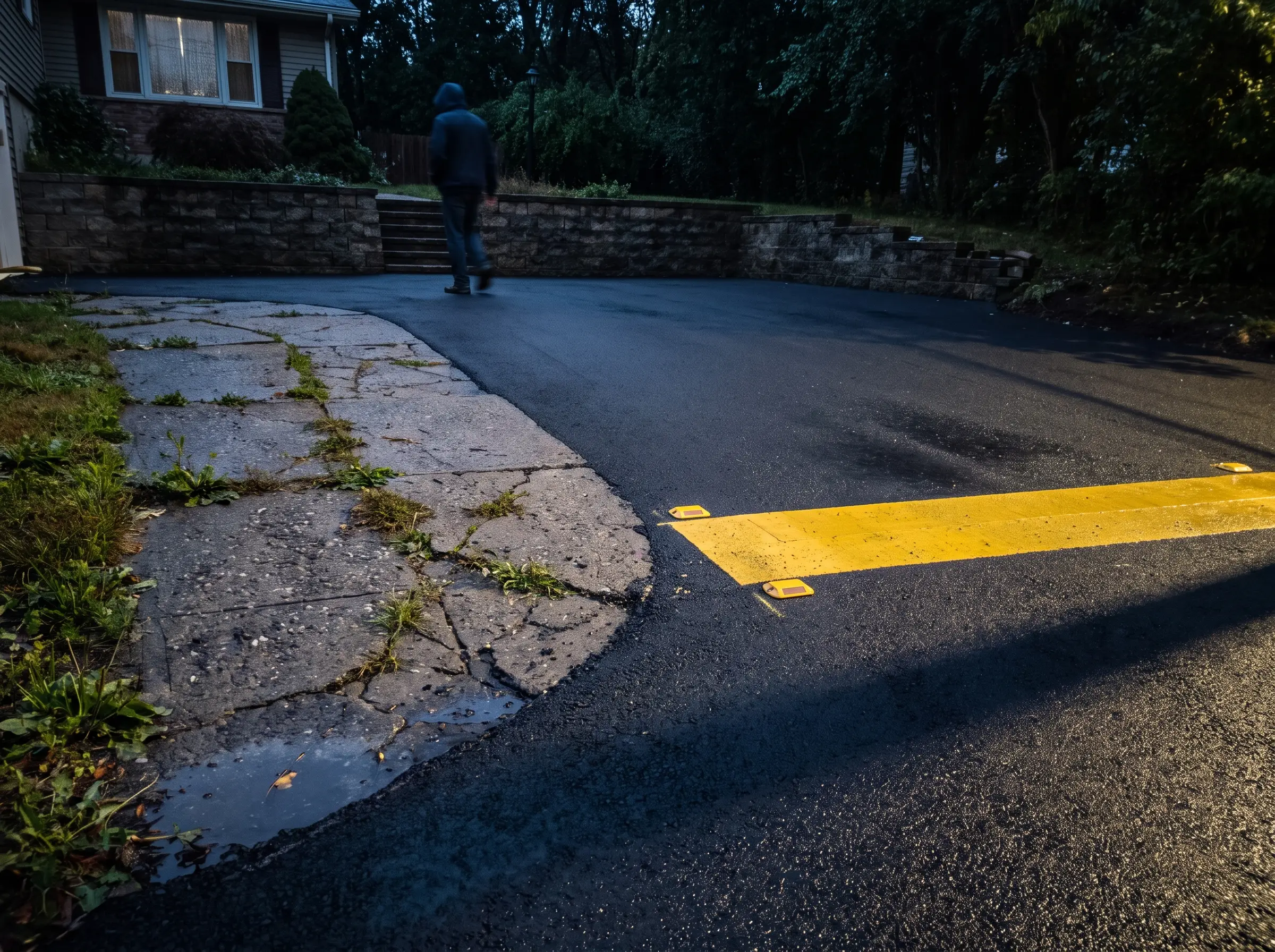 Asphalt placed into a footing