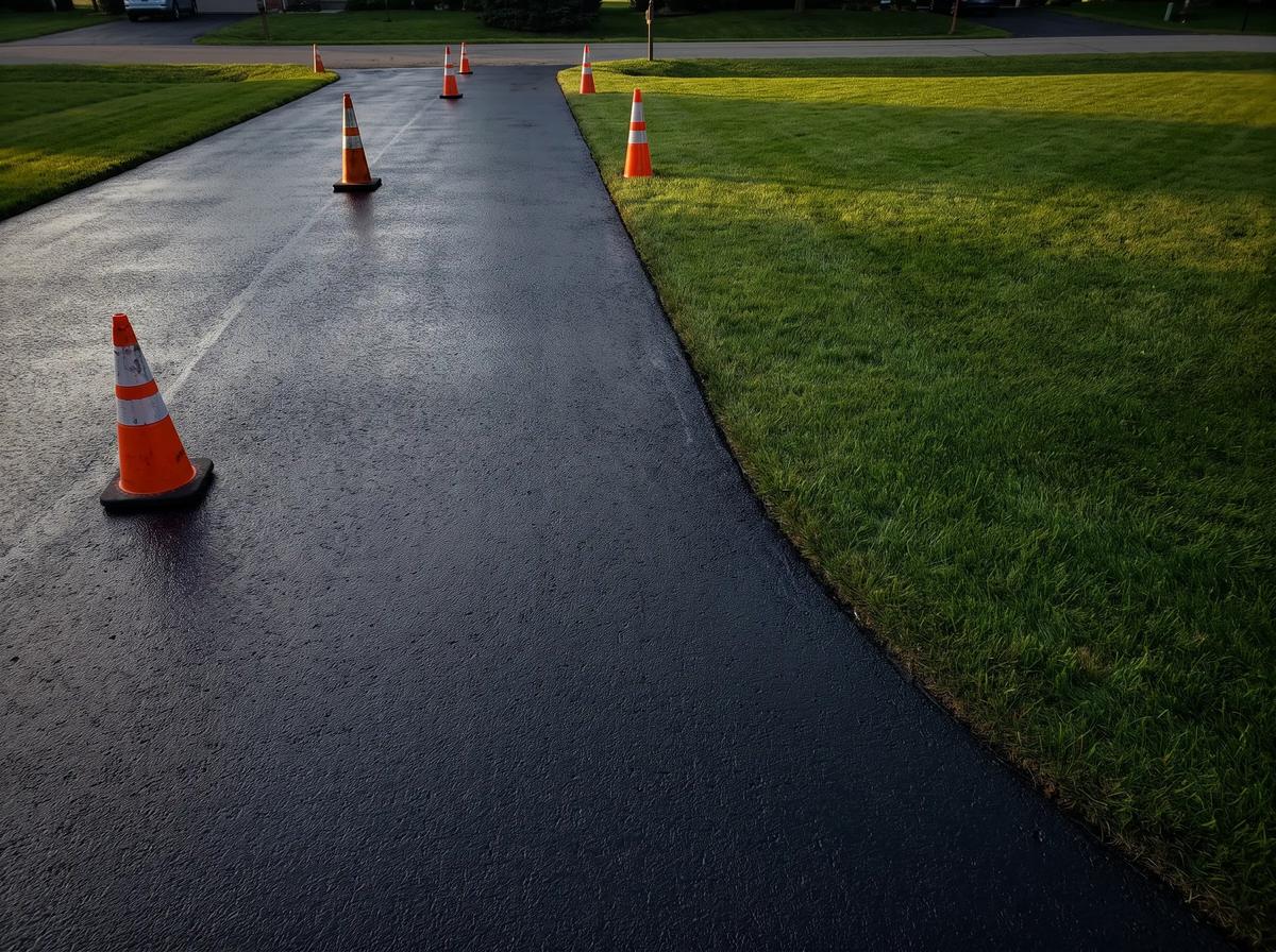 Residential asphalt driveway paving