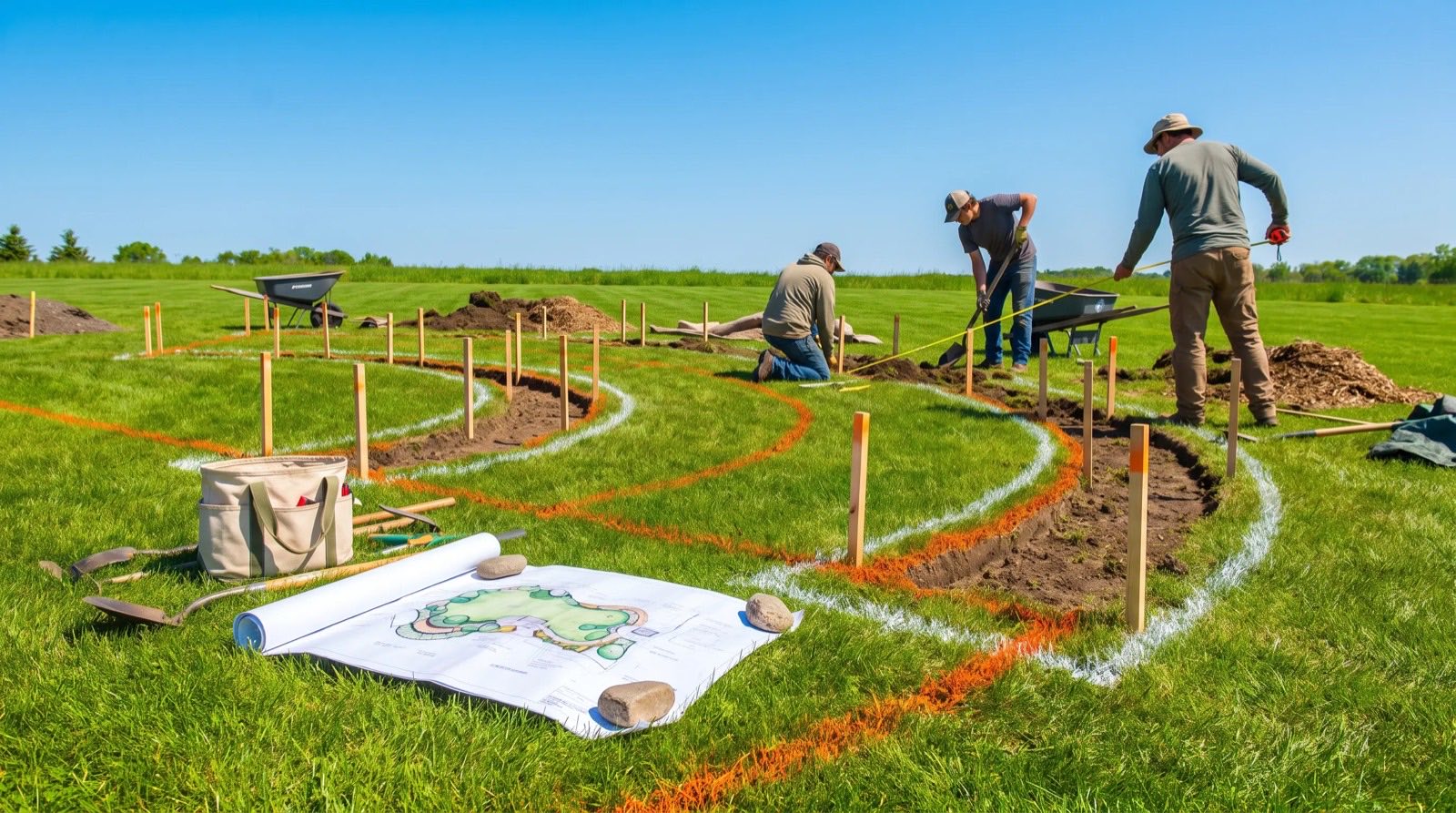 Commercial landscaping in progress