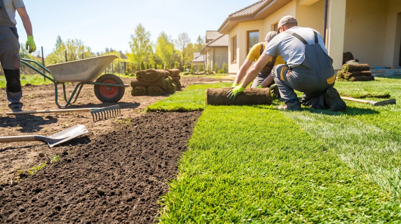 Freshly landscaped yard