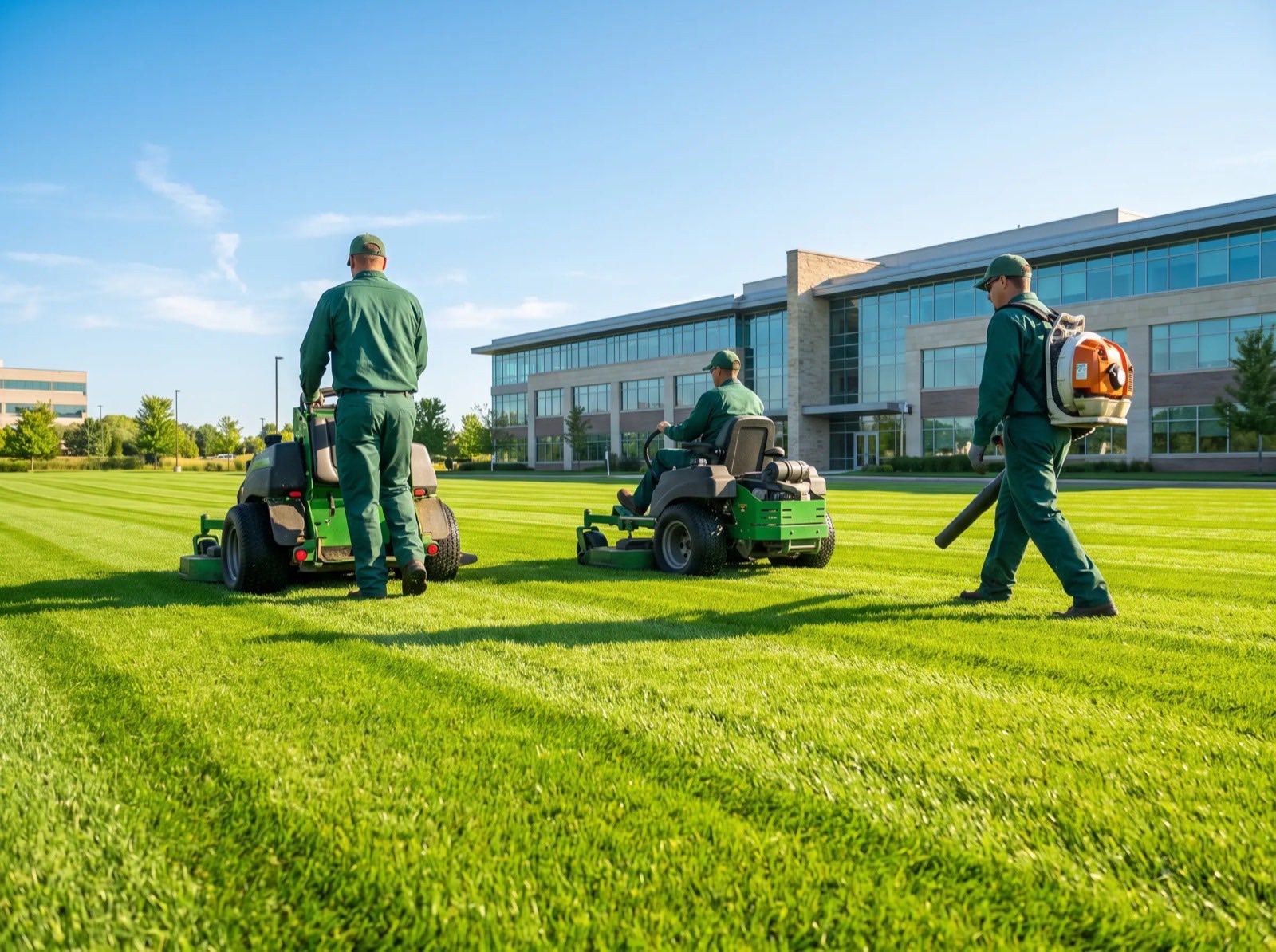 Lawn care crew on a jobsite