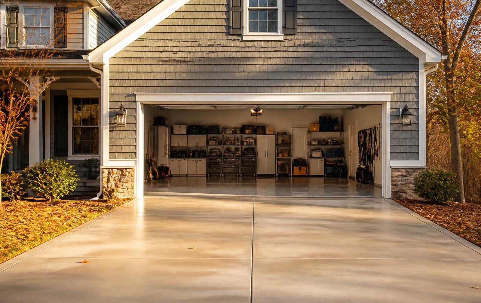 Concrete driveway pressure washing
