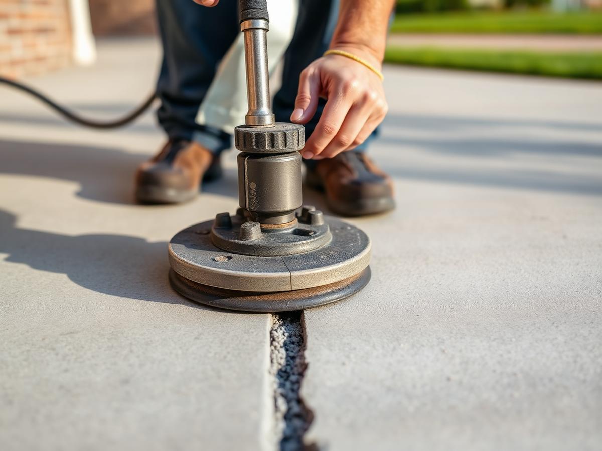 Detail cleaning along a concrete seam