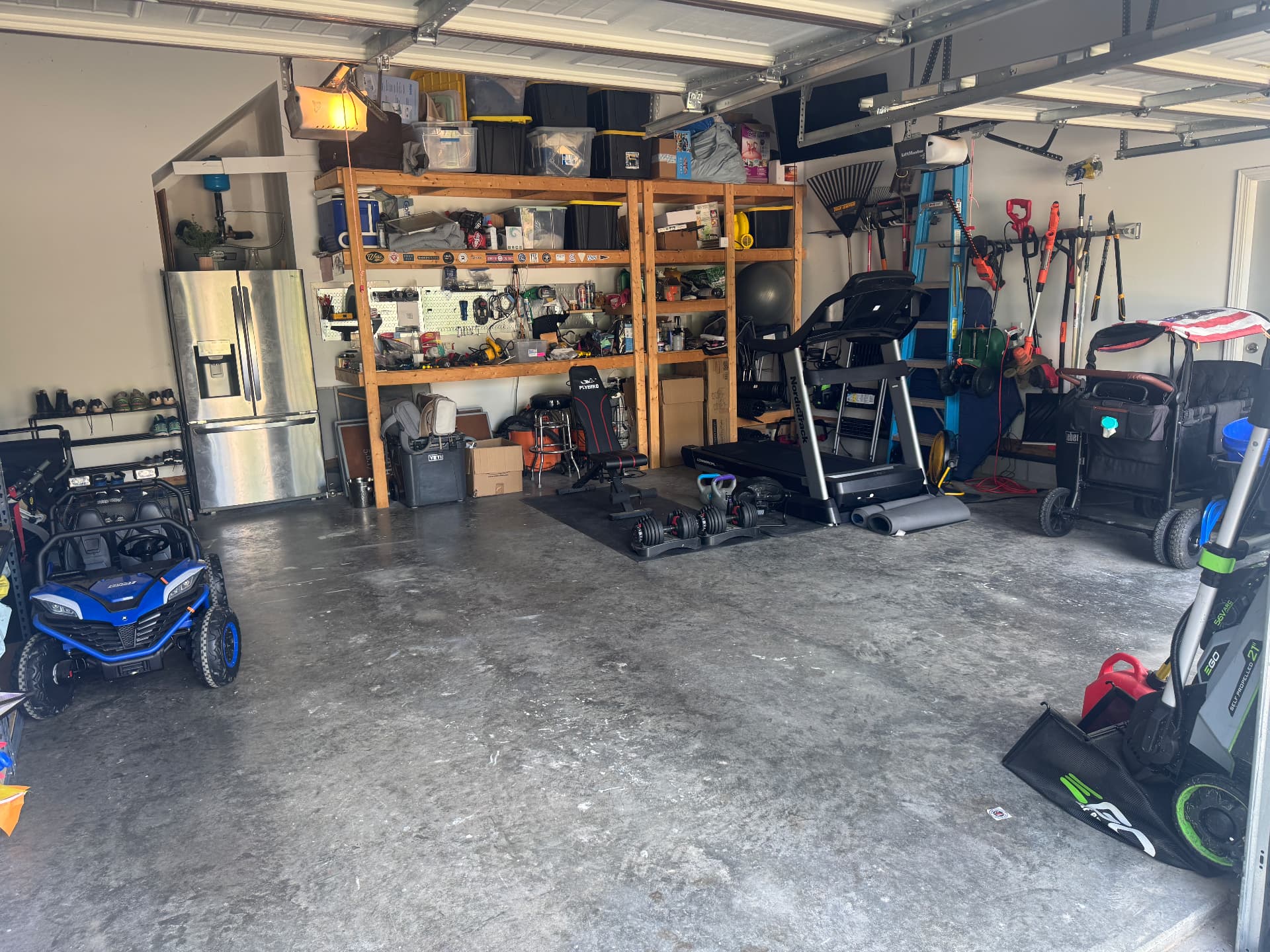 Clean, organized garage with clear floor space
