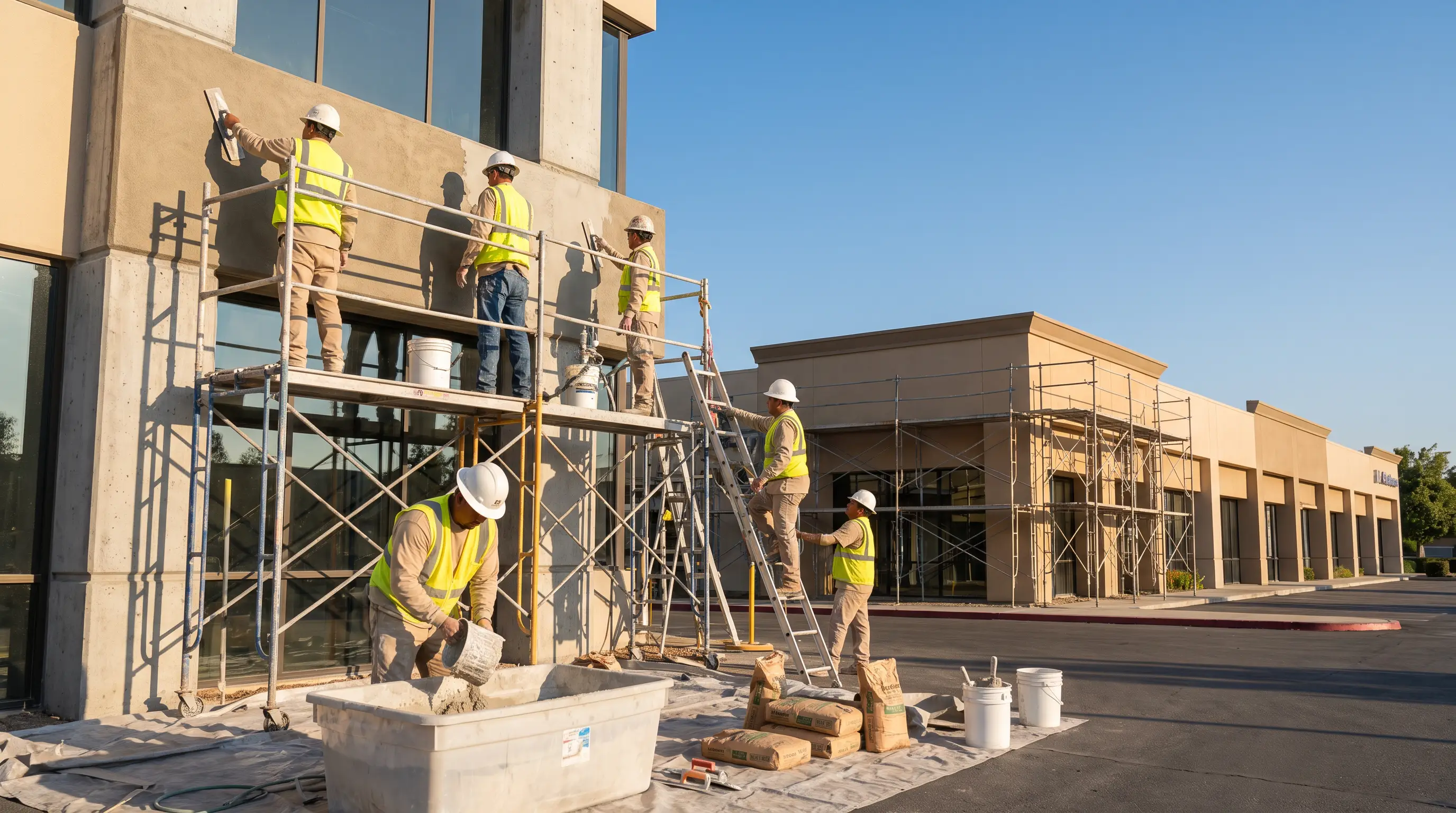 Commercial plastering project