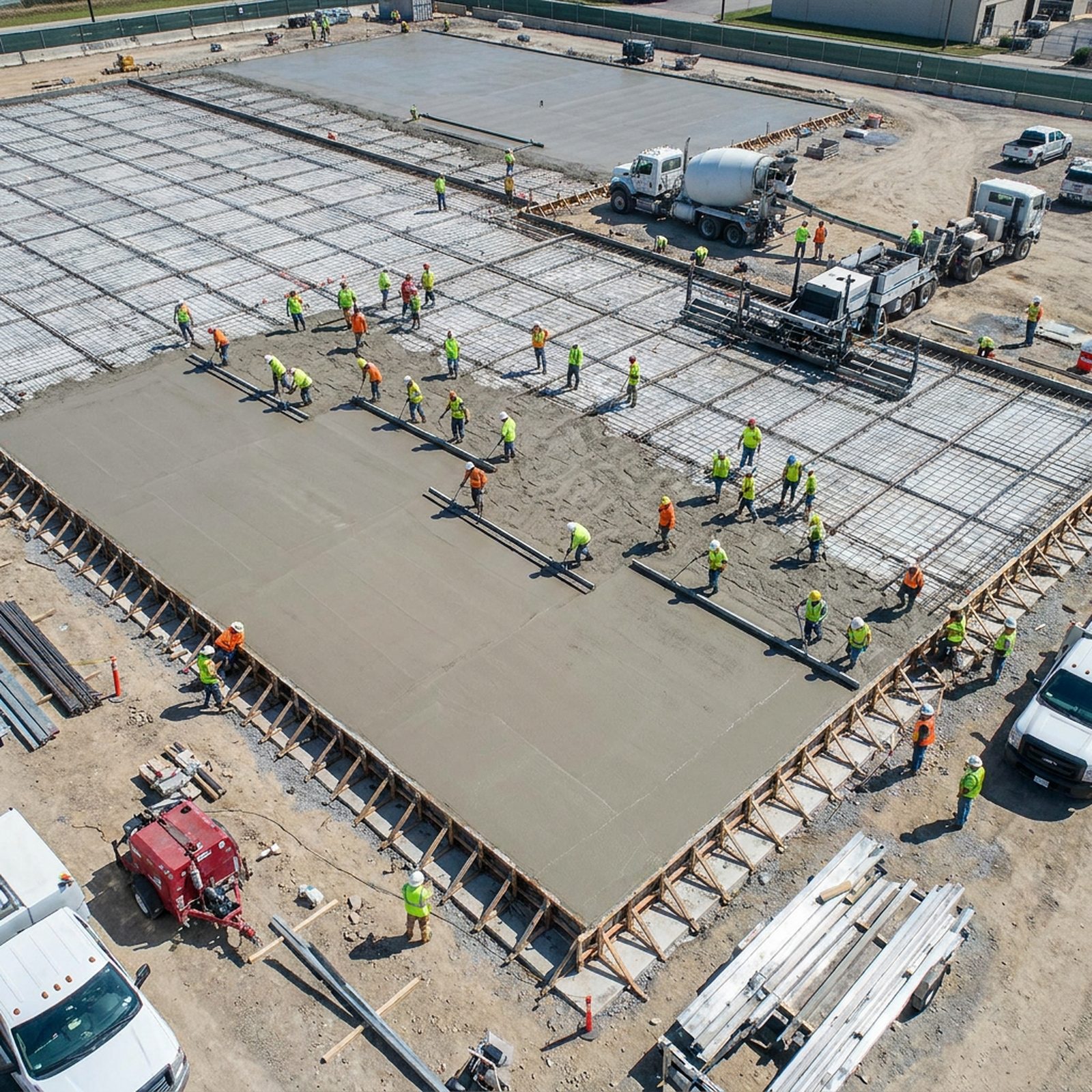 Commercial slab pour from above