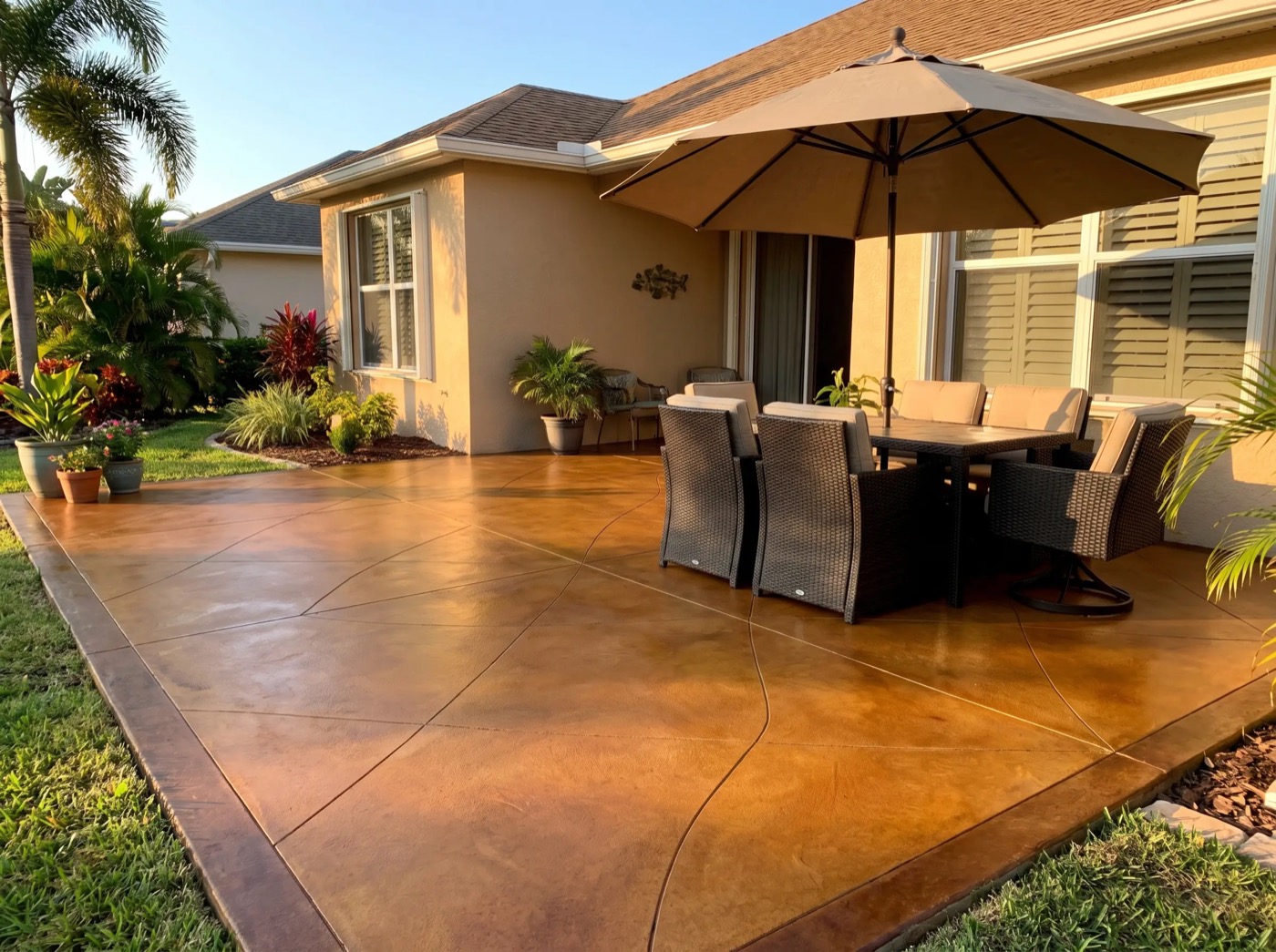 Stained concrete patio