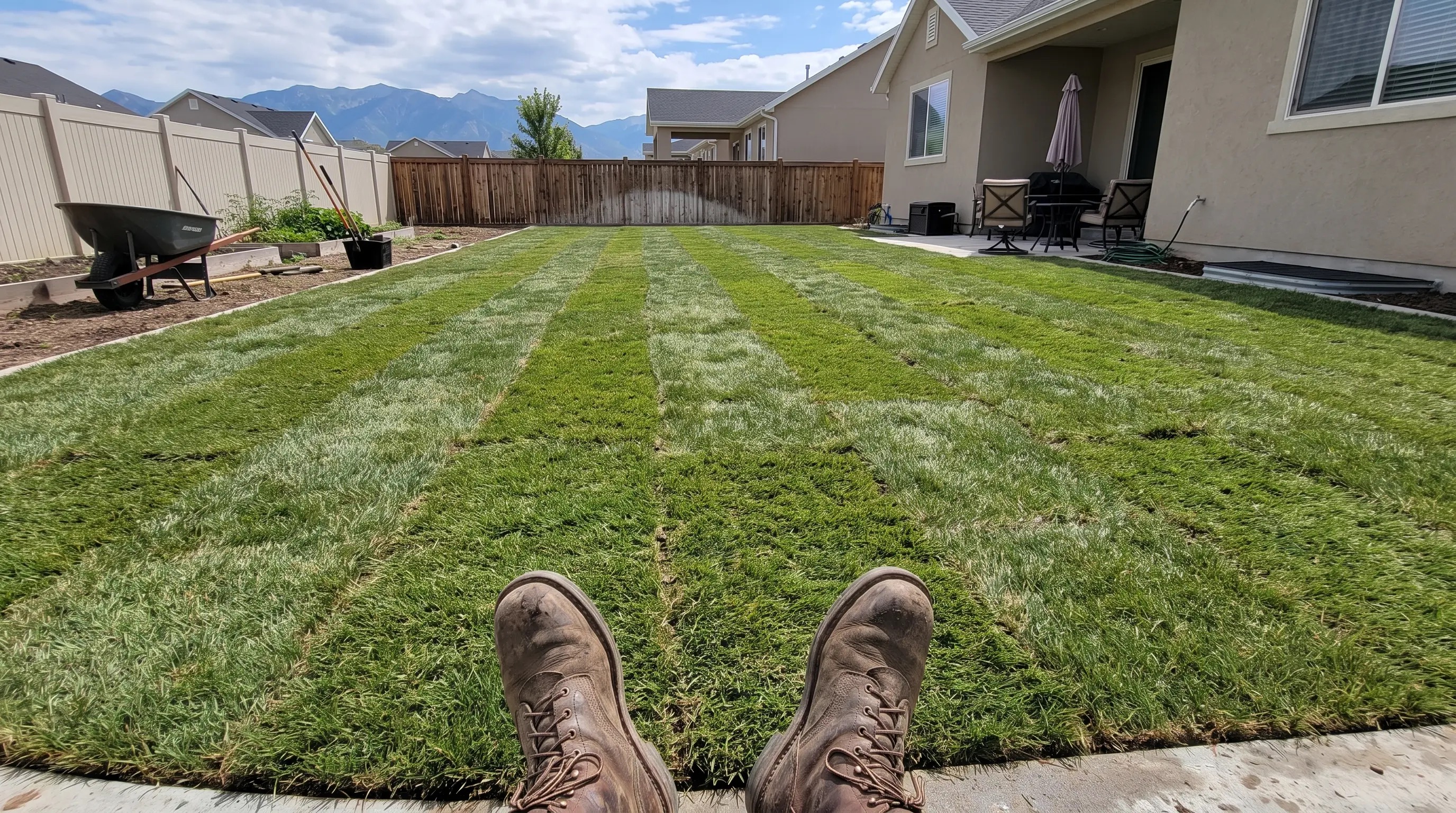 Freshly installed sod lawn