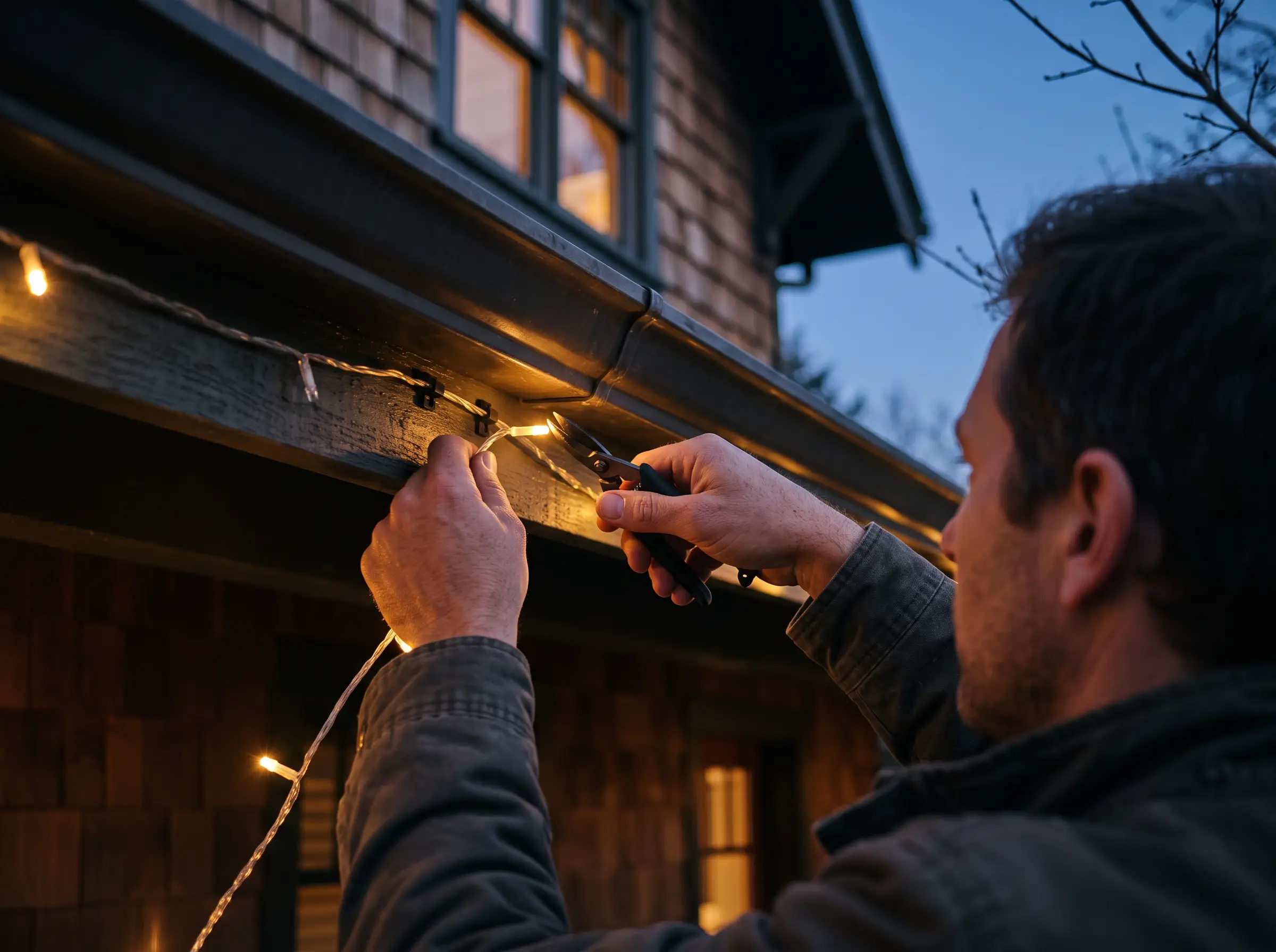 Outdoor accent lighting on landscaping