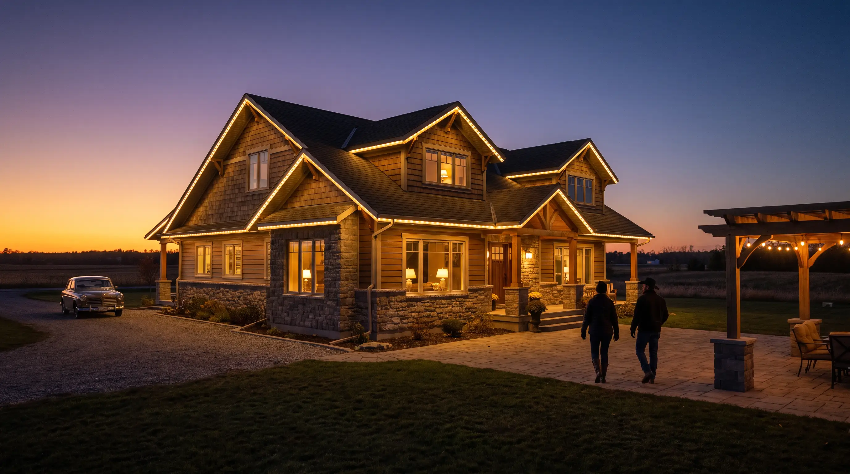 Lighting installation crew on a home