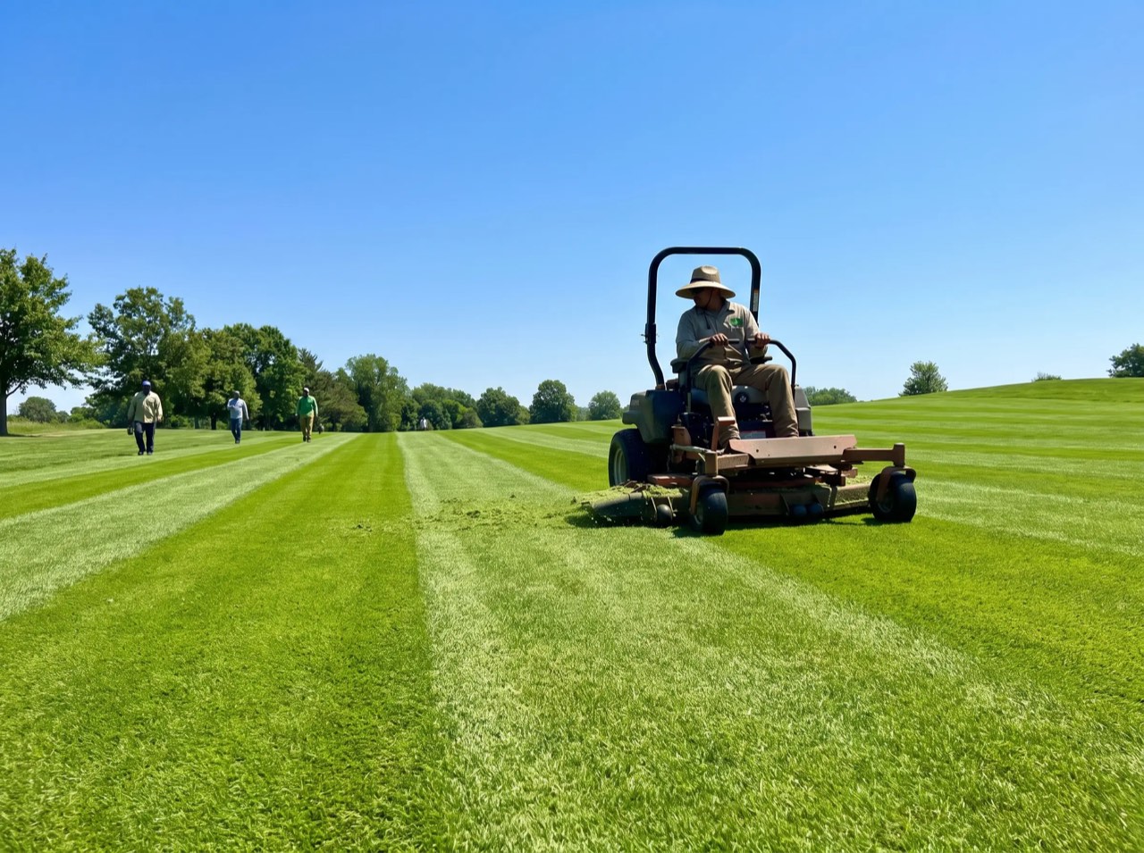 Mowing a client's lawn