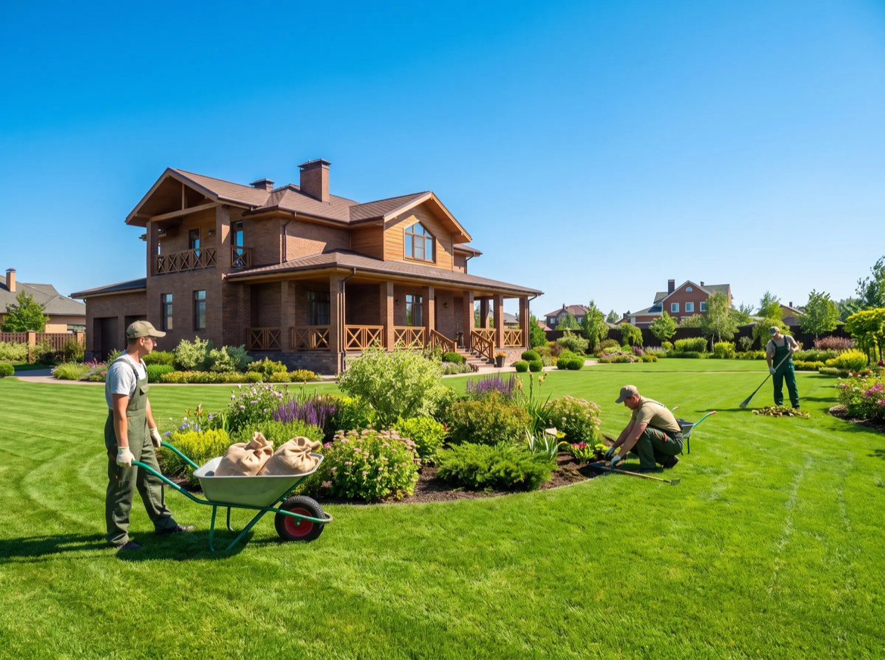 Landscaping crew at work
