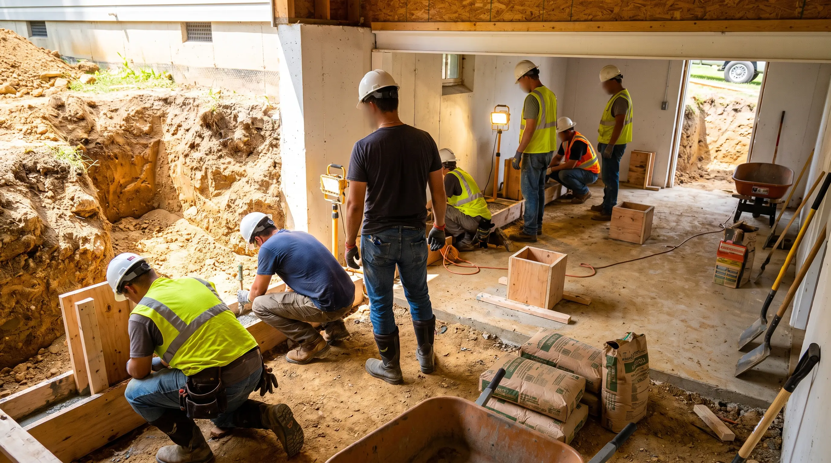 Waterproofing crew at work