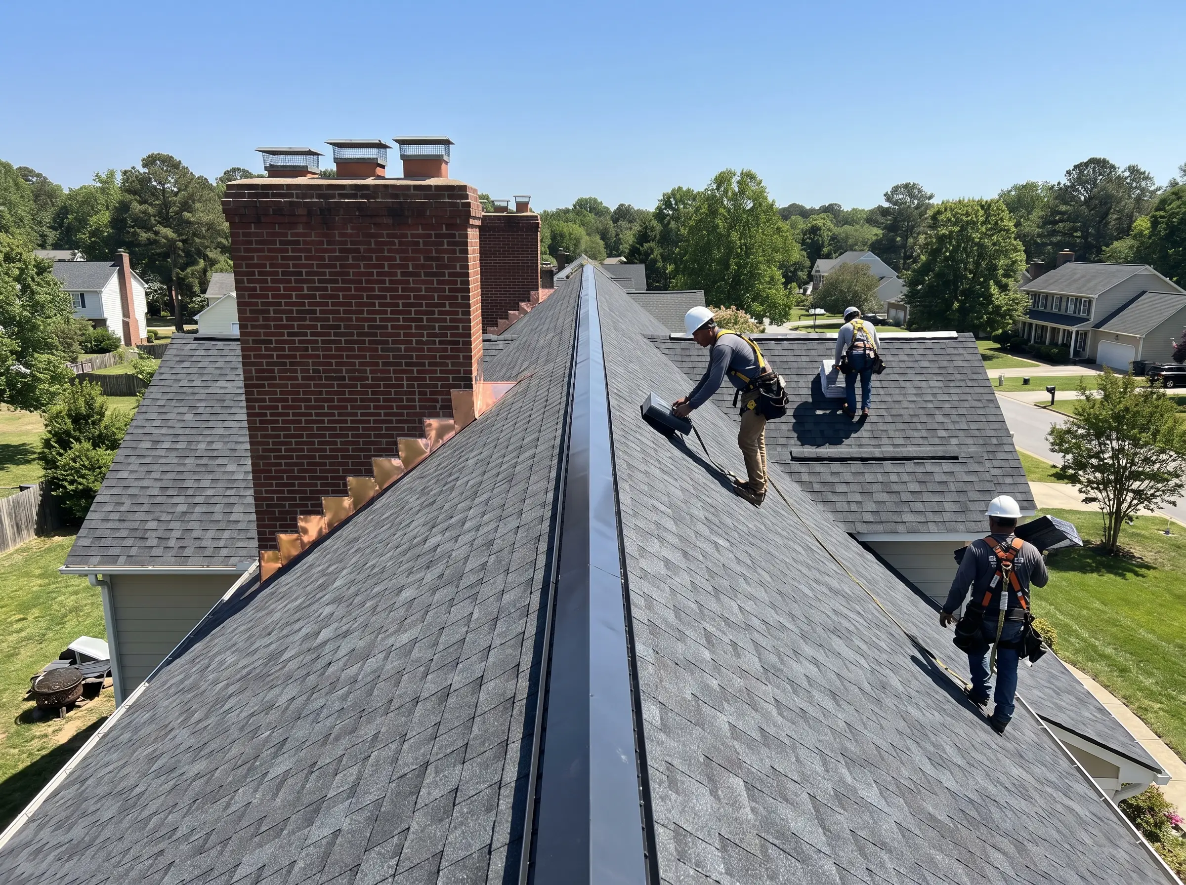 Commercial flat roof work in progress