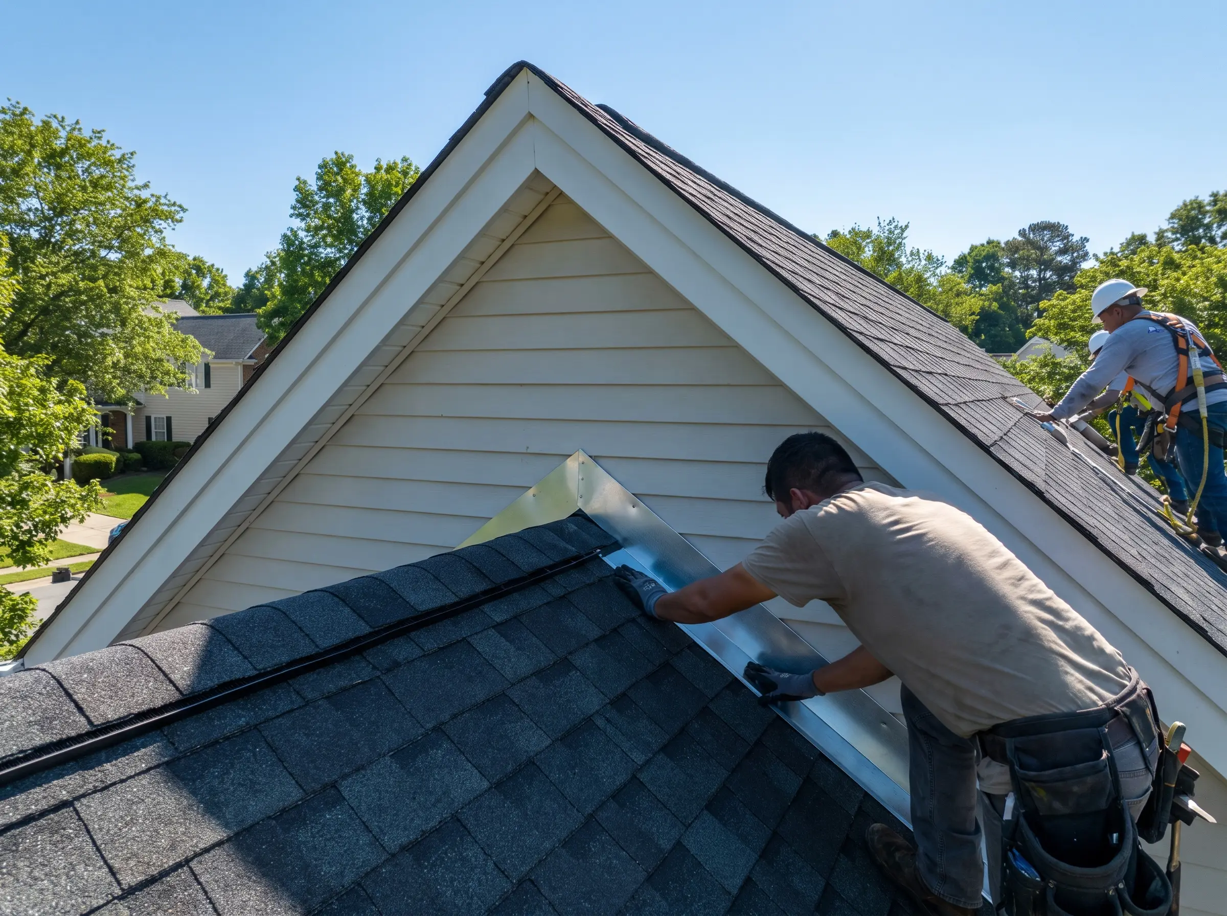 New seamless gutters installed on a home