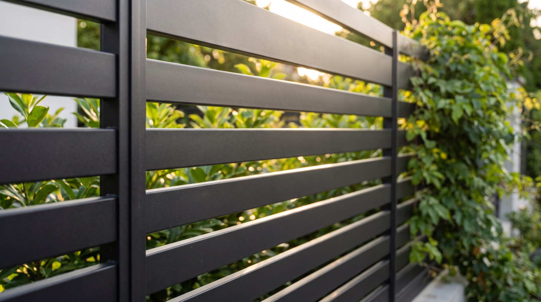 Modern black slat fence