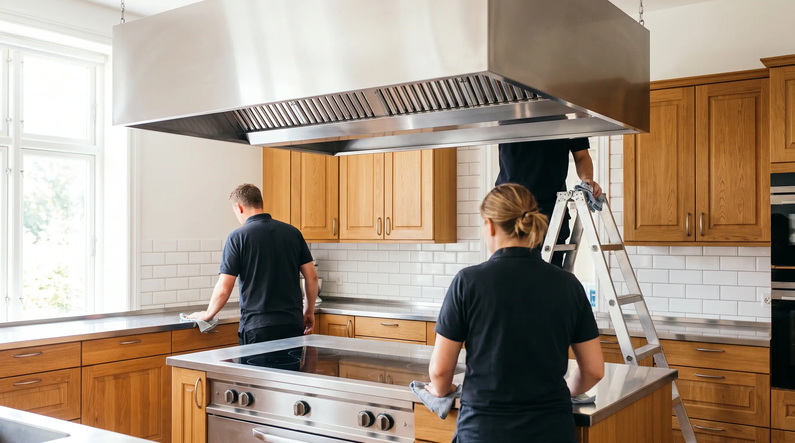 Technician servicing a Vent-A-Hood range hood