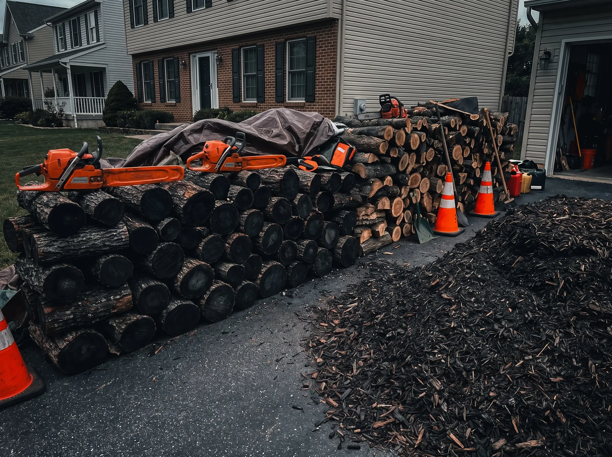 Stump grinding equipment at work