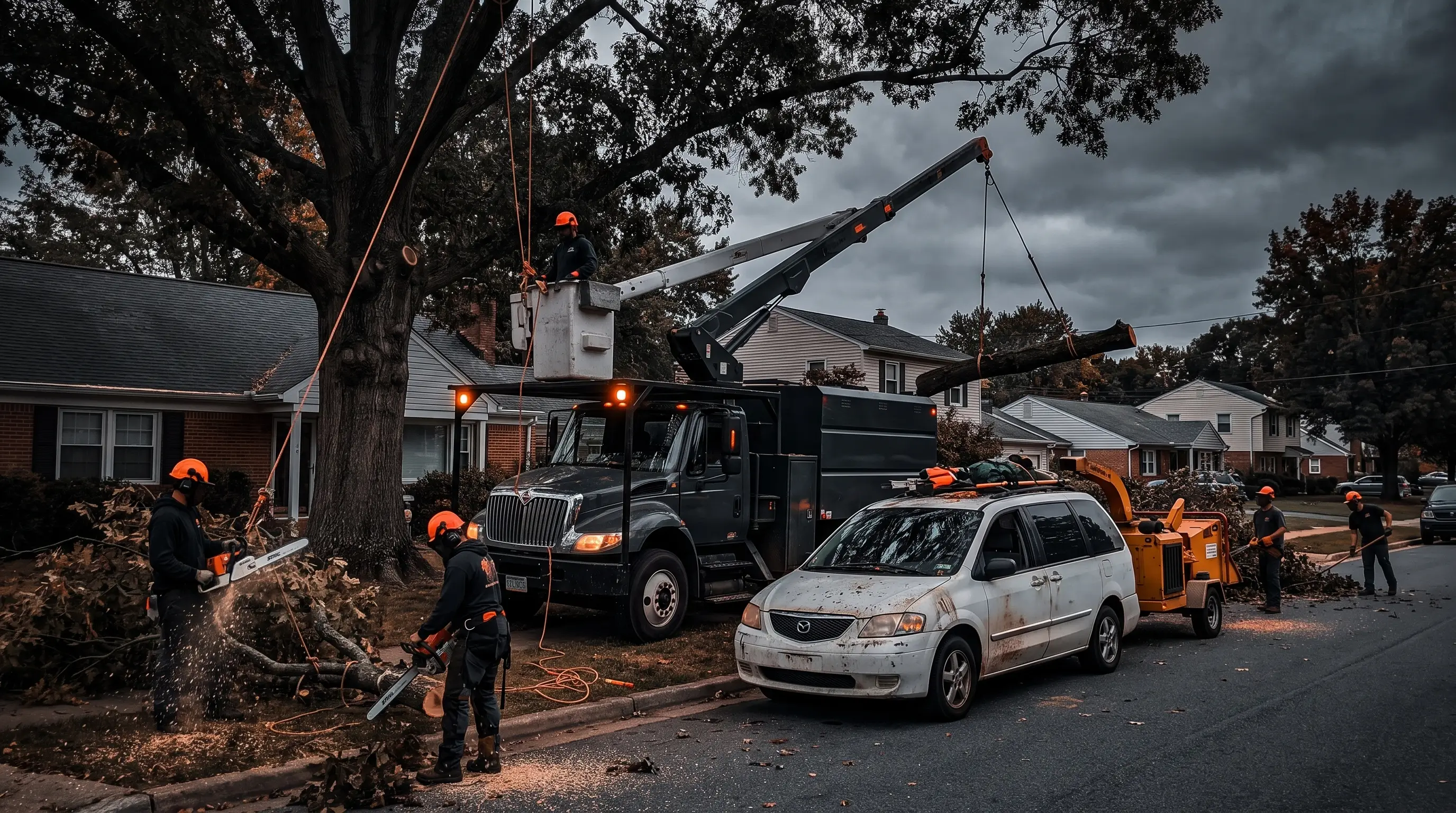Tree service crew on a jobsite