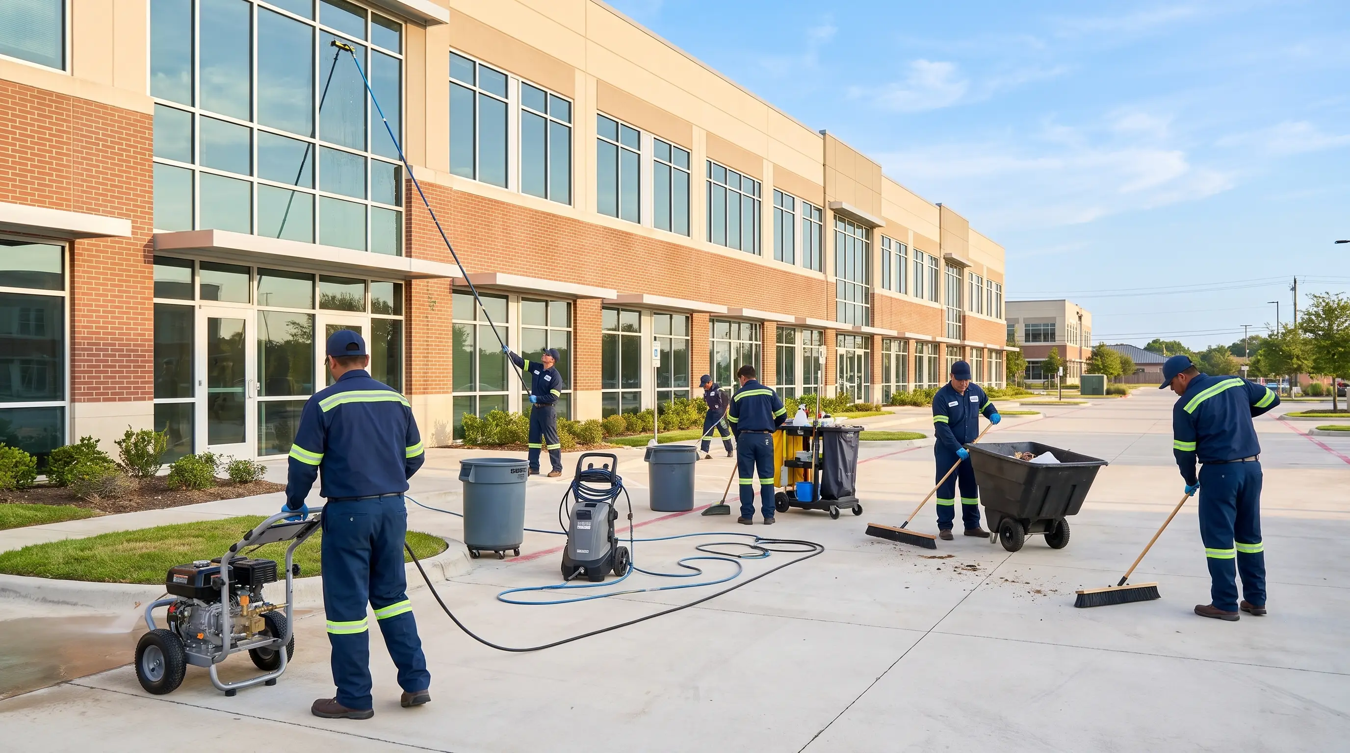 Cleaning crew at a client property