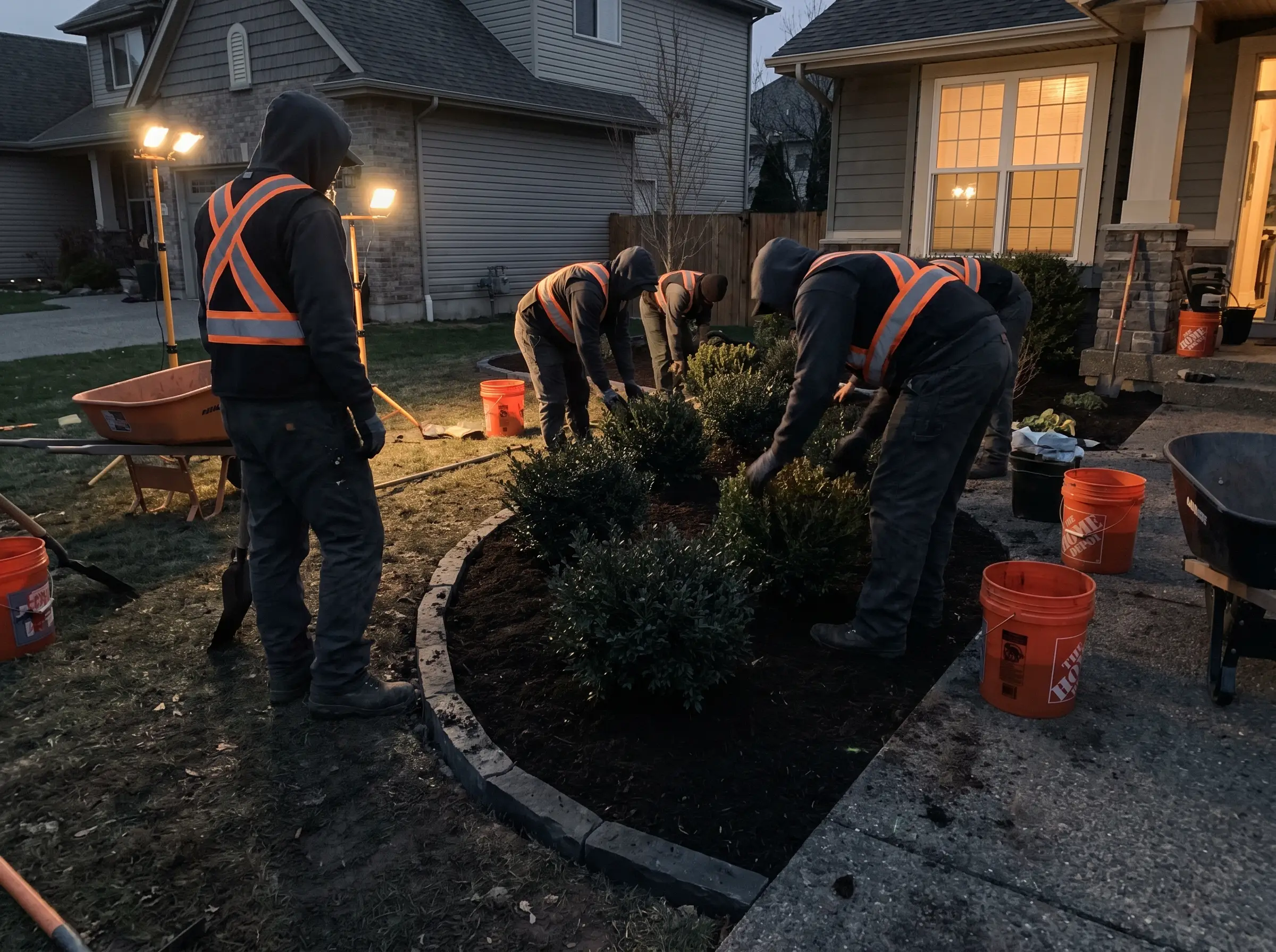 Fresh landscaping and mulch beds