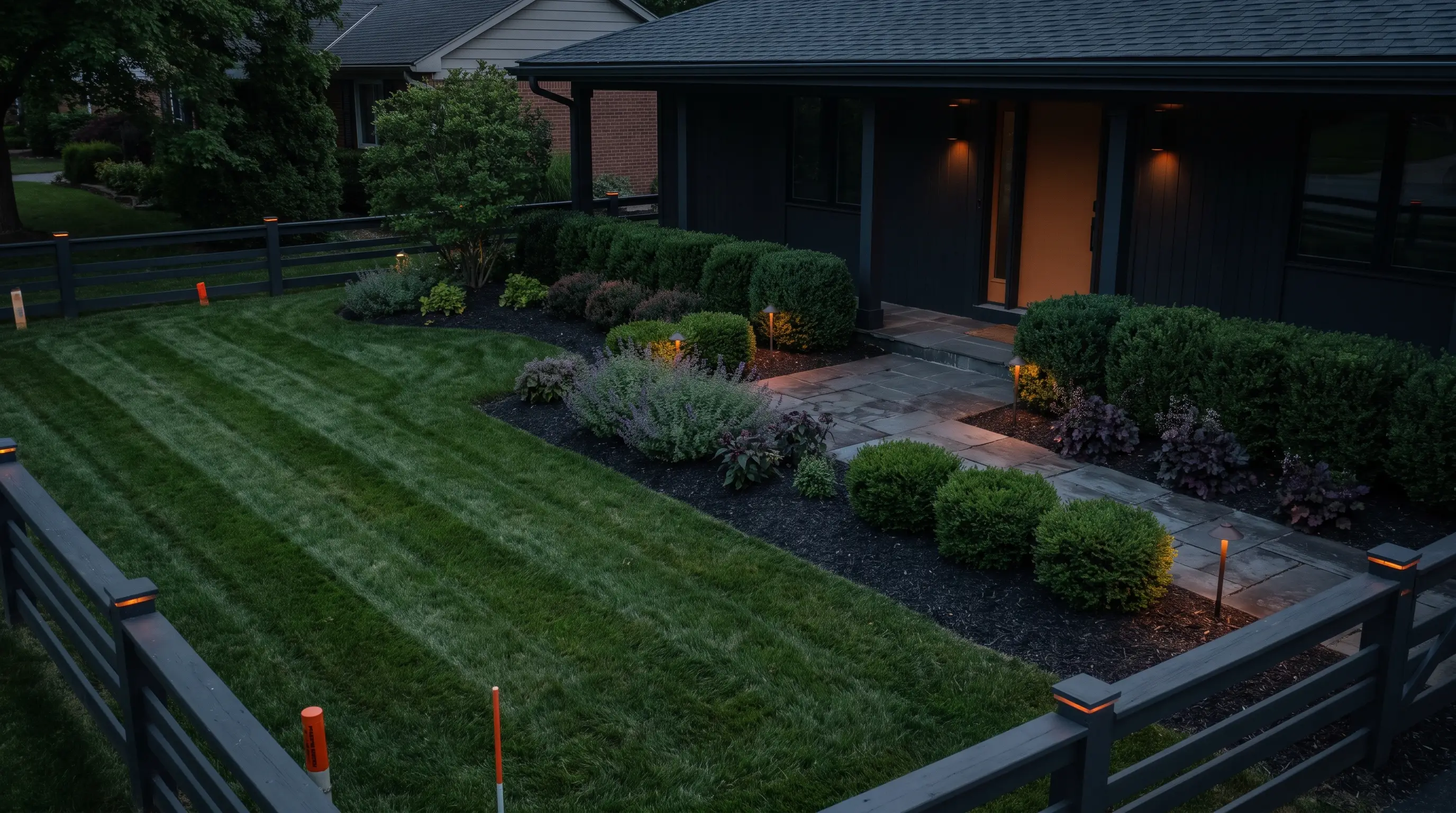Crew maintaining a healthy green lawn