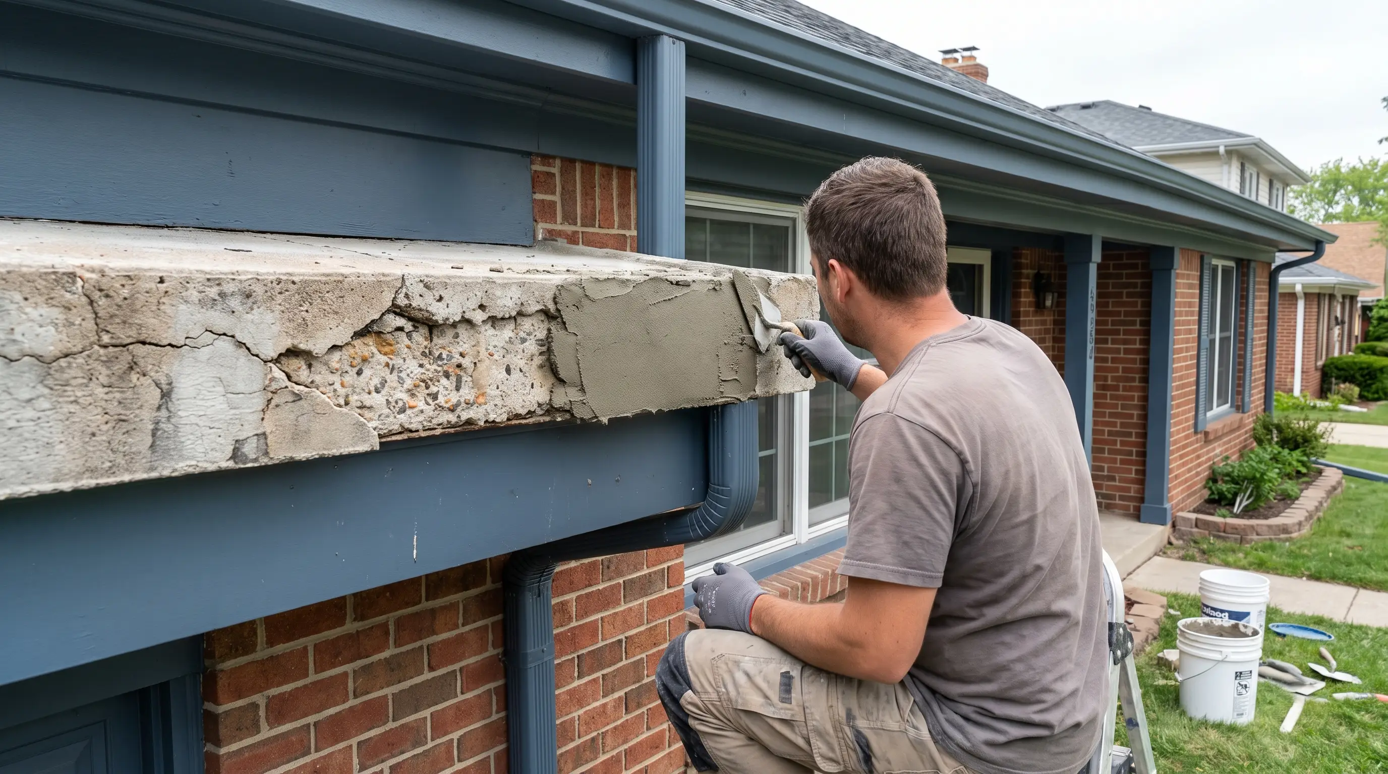 Residential gutter repair work