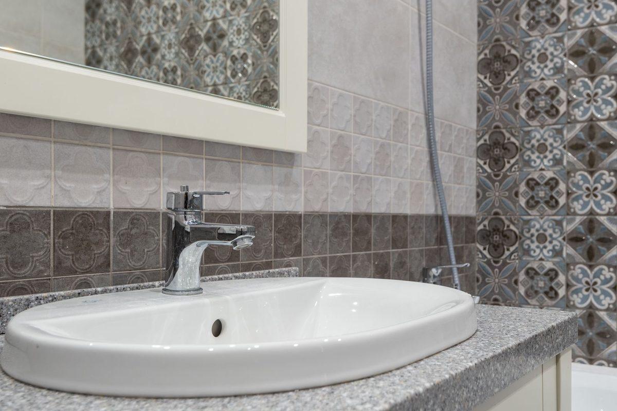 Freshly installed bathroom tile