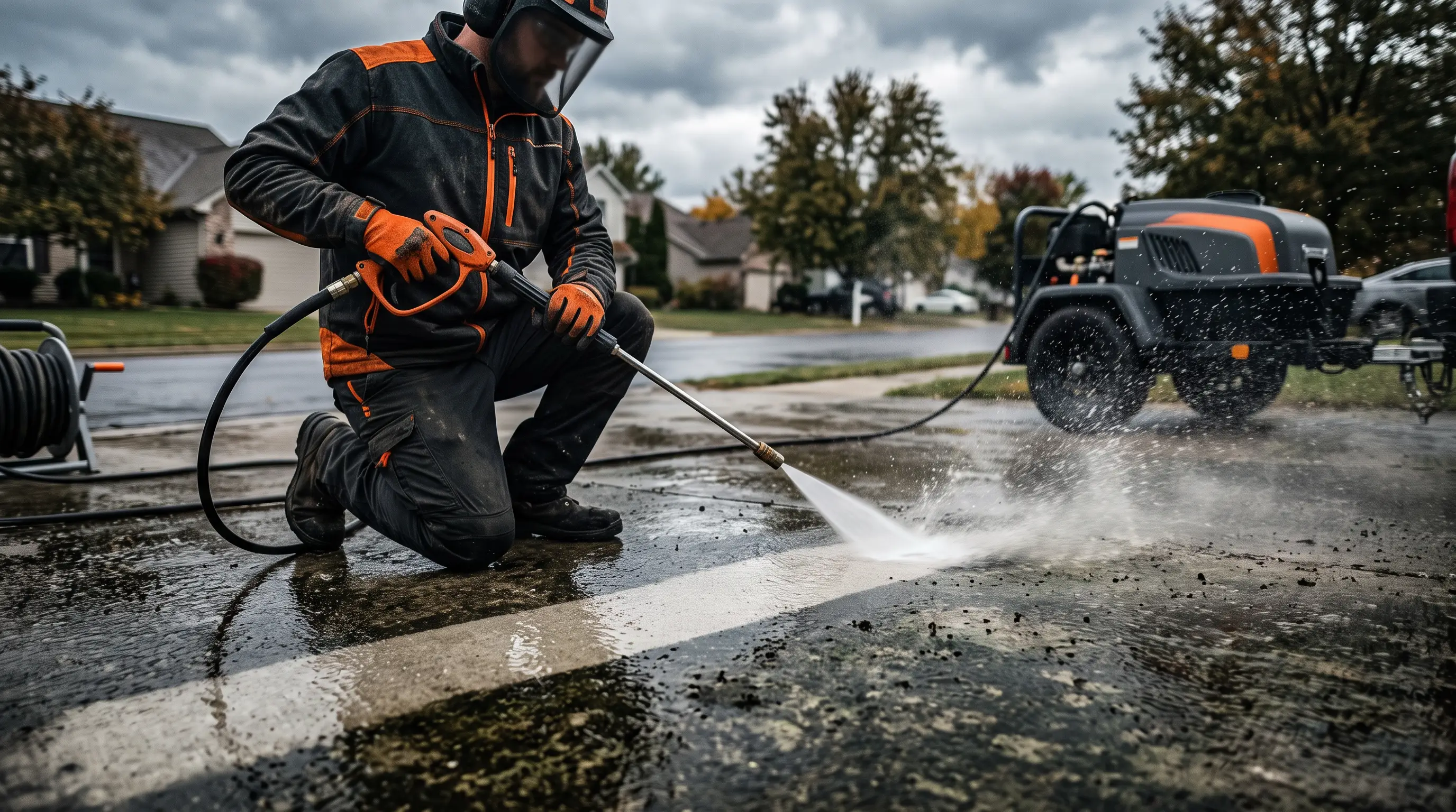 Pressure washing crew on the job