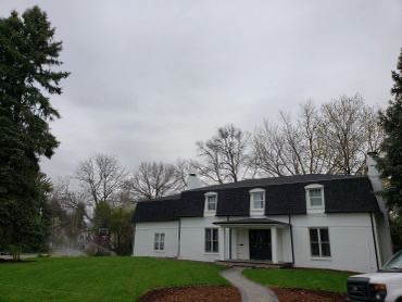 Commercial gutter installation in progress