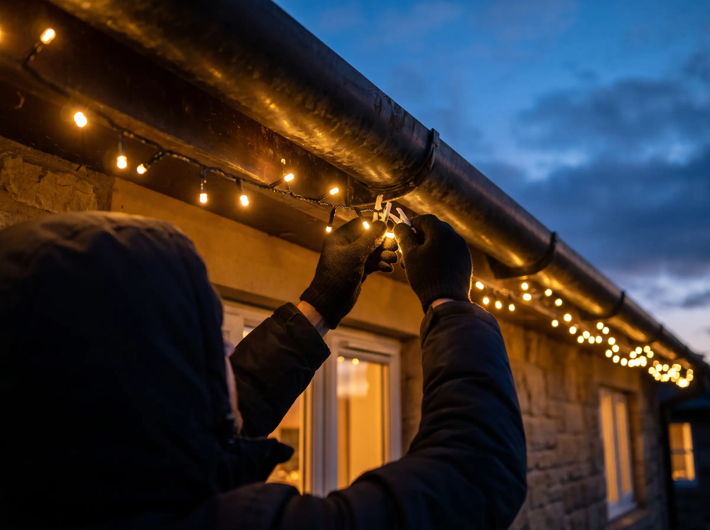 Architectural uplighting on a home