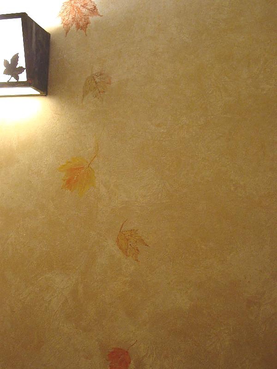 Hand-painted colorwashed leaf mural by It's Not Wallpaper