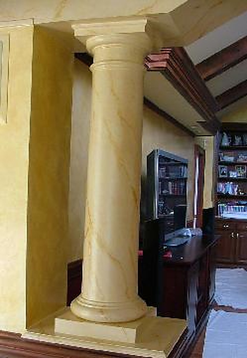 Faux wood grain and Venetian marbleizing by It's Not Wallpaper