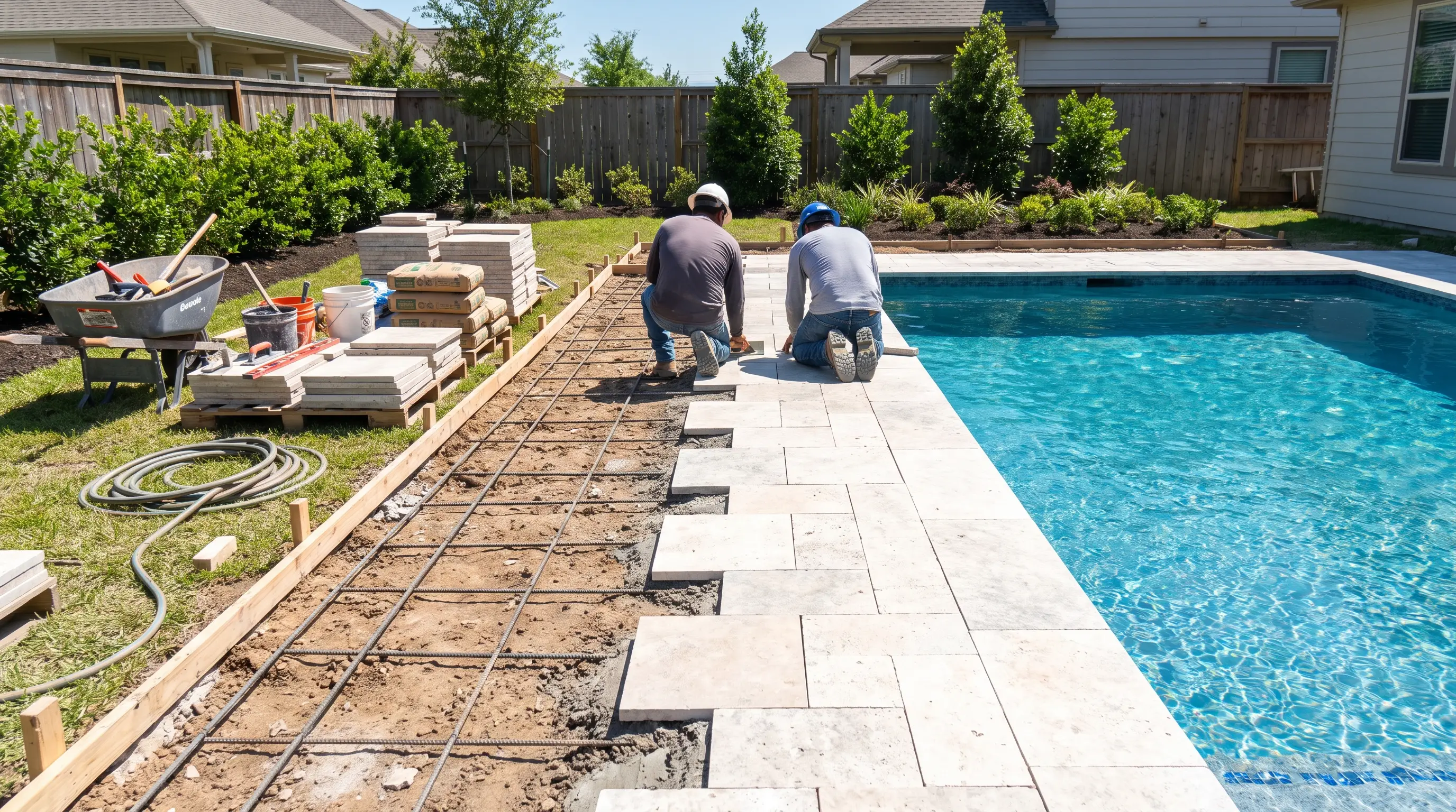 Crew working on a swimming pool project