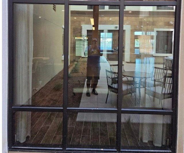 Clean glass entrance door