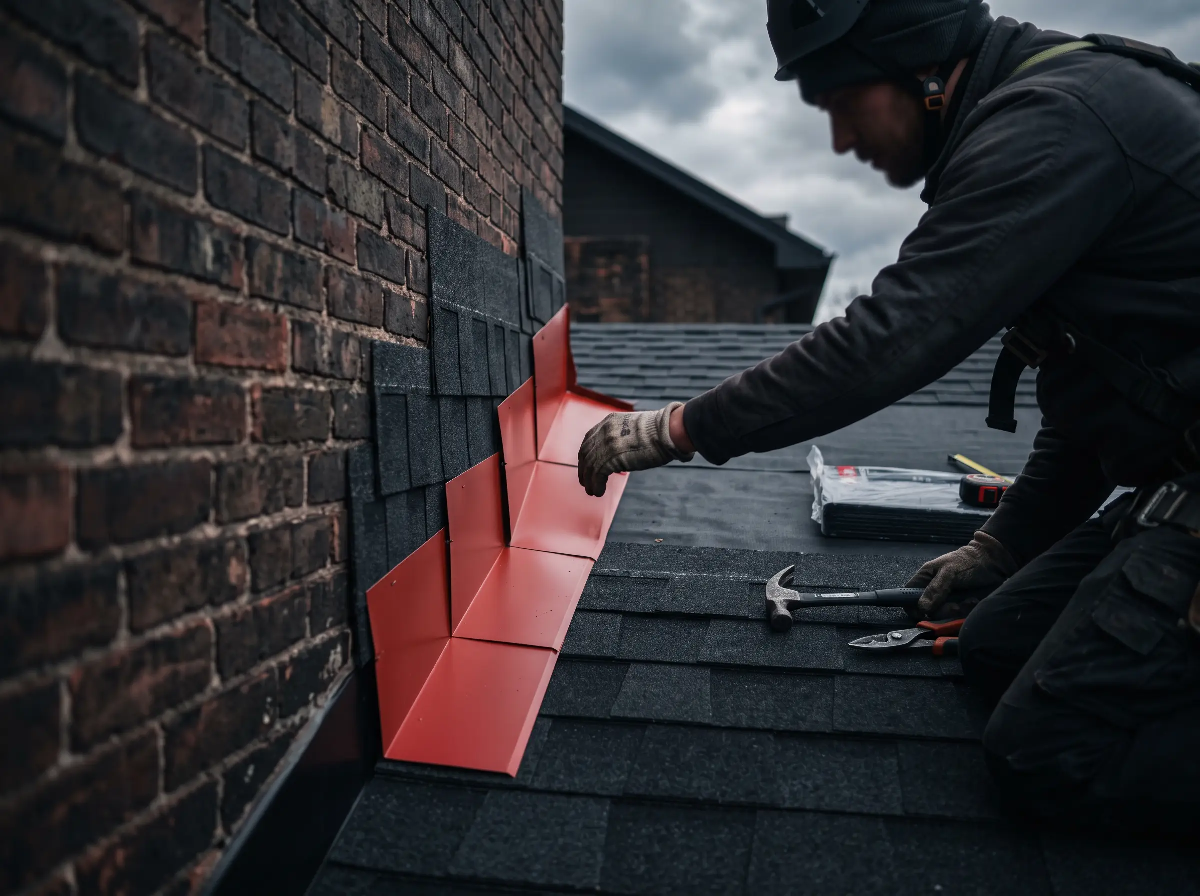 Seamless gutter installation crew at work