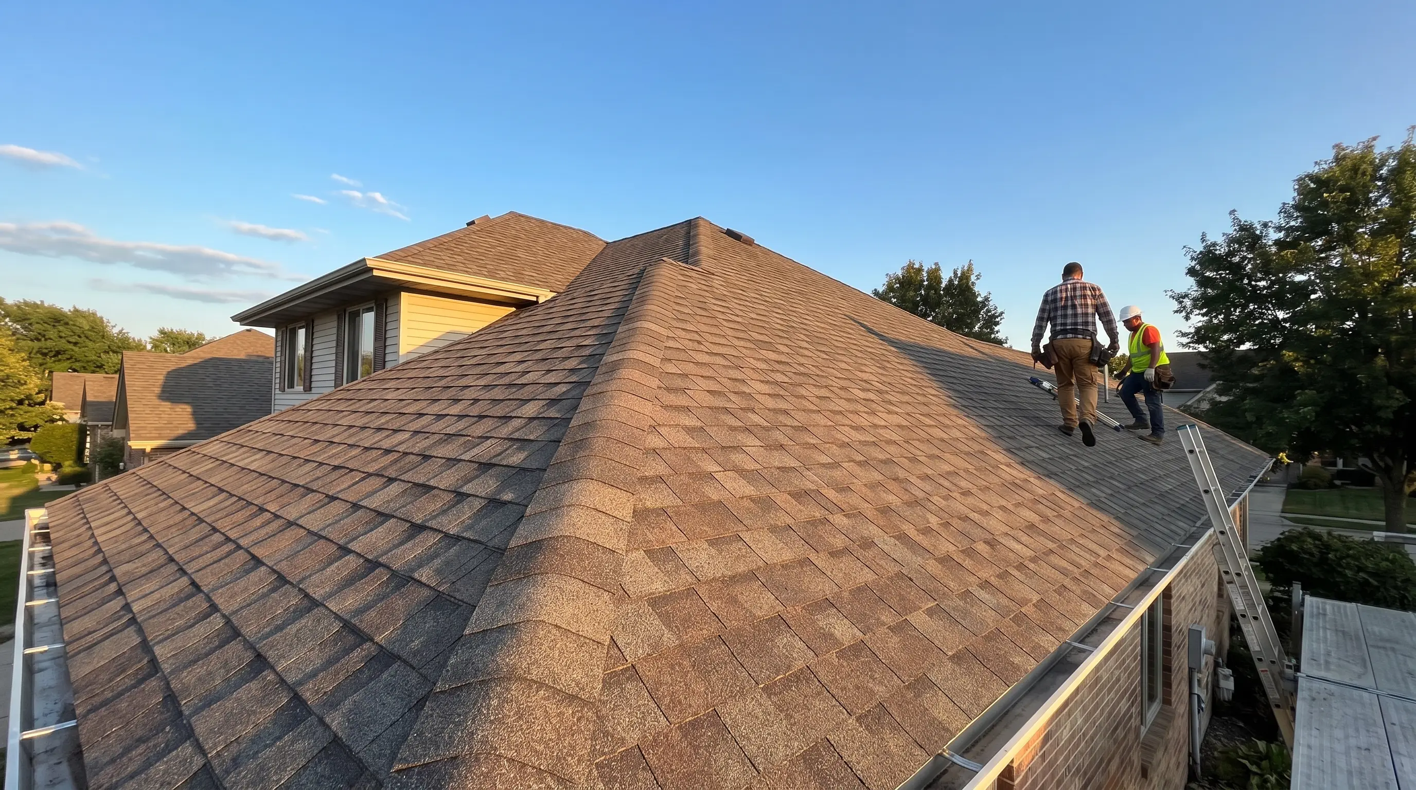 Crew installing siding on a home