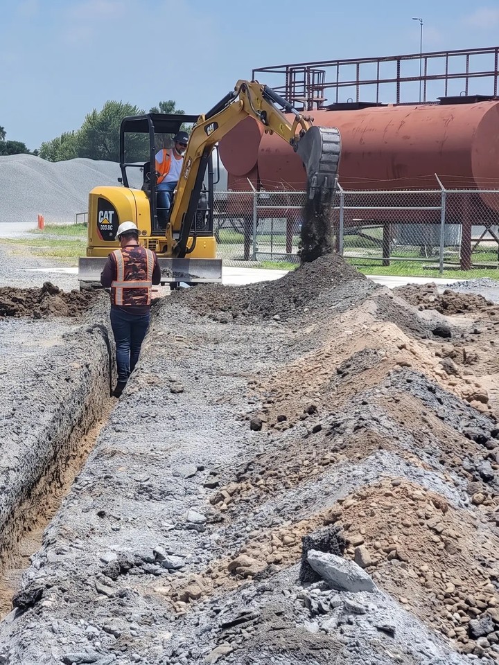 Underground boring in progress