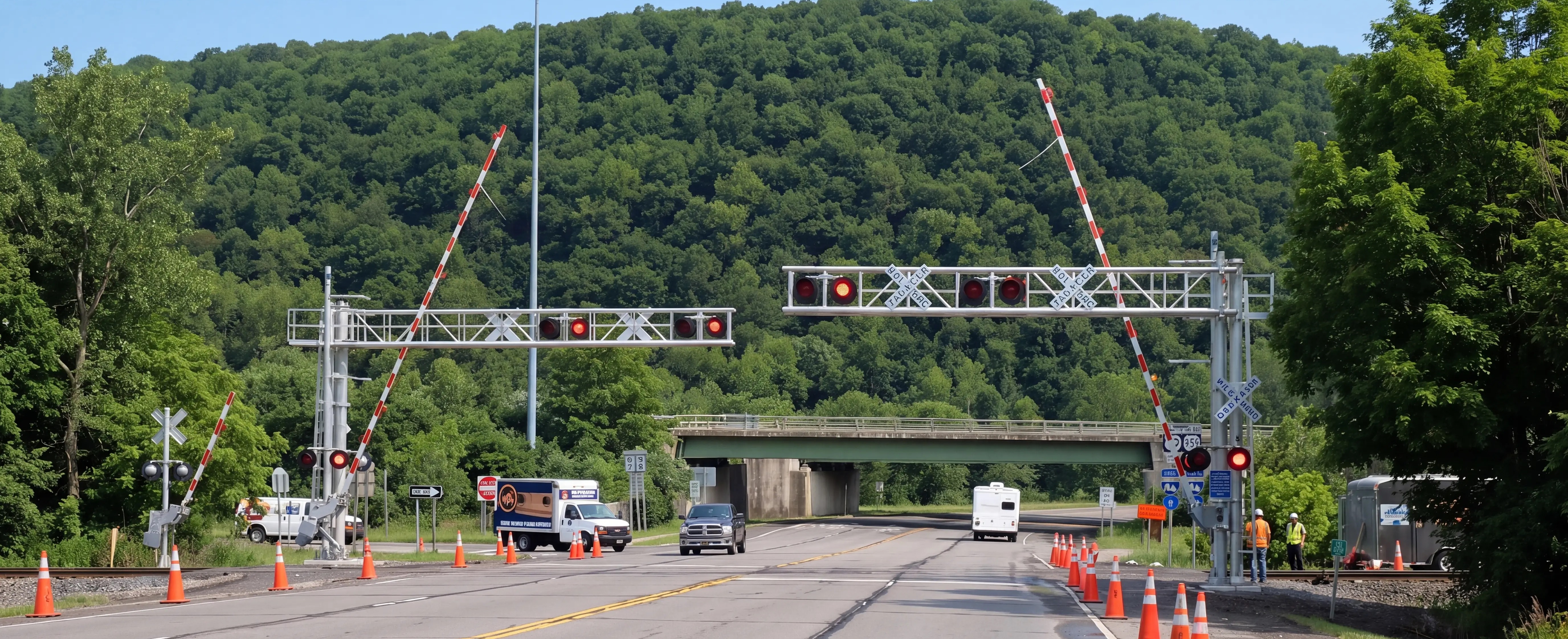 Crew working on a railroad signal and boring project