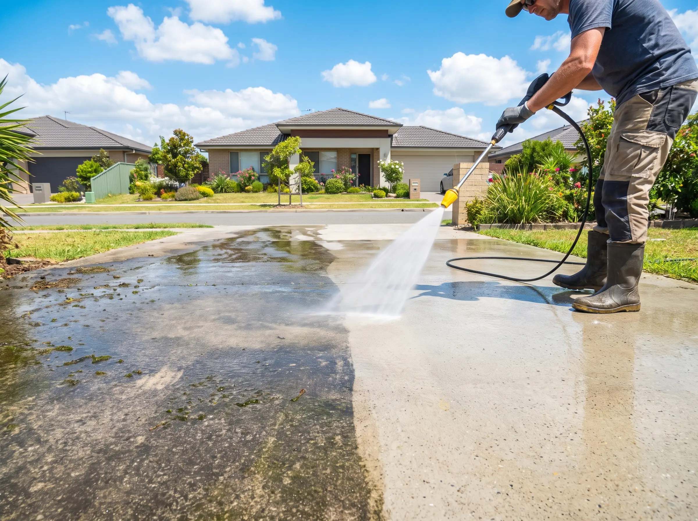 House soft washing in progress